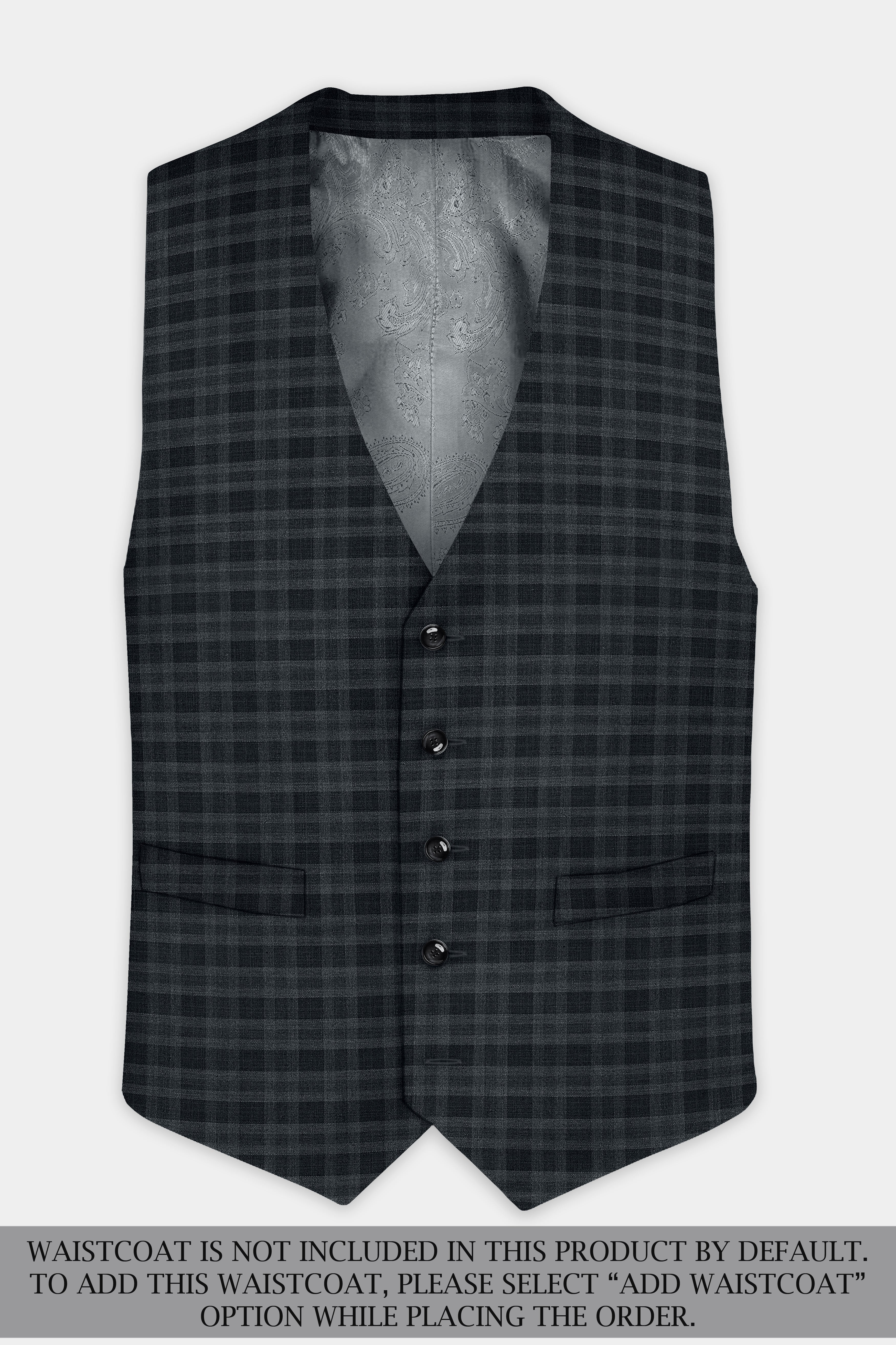 Bunker Gray With Vampire Plaid Wool Blend Suit