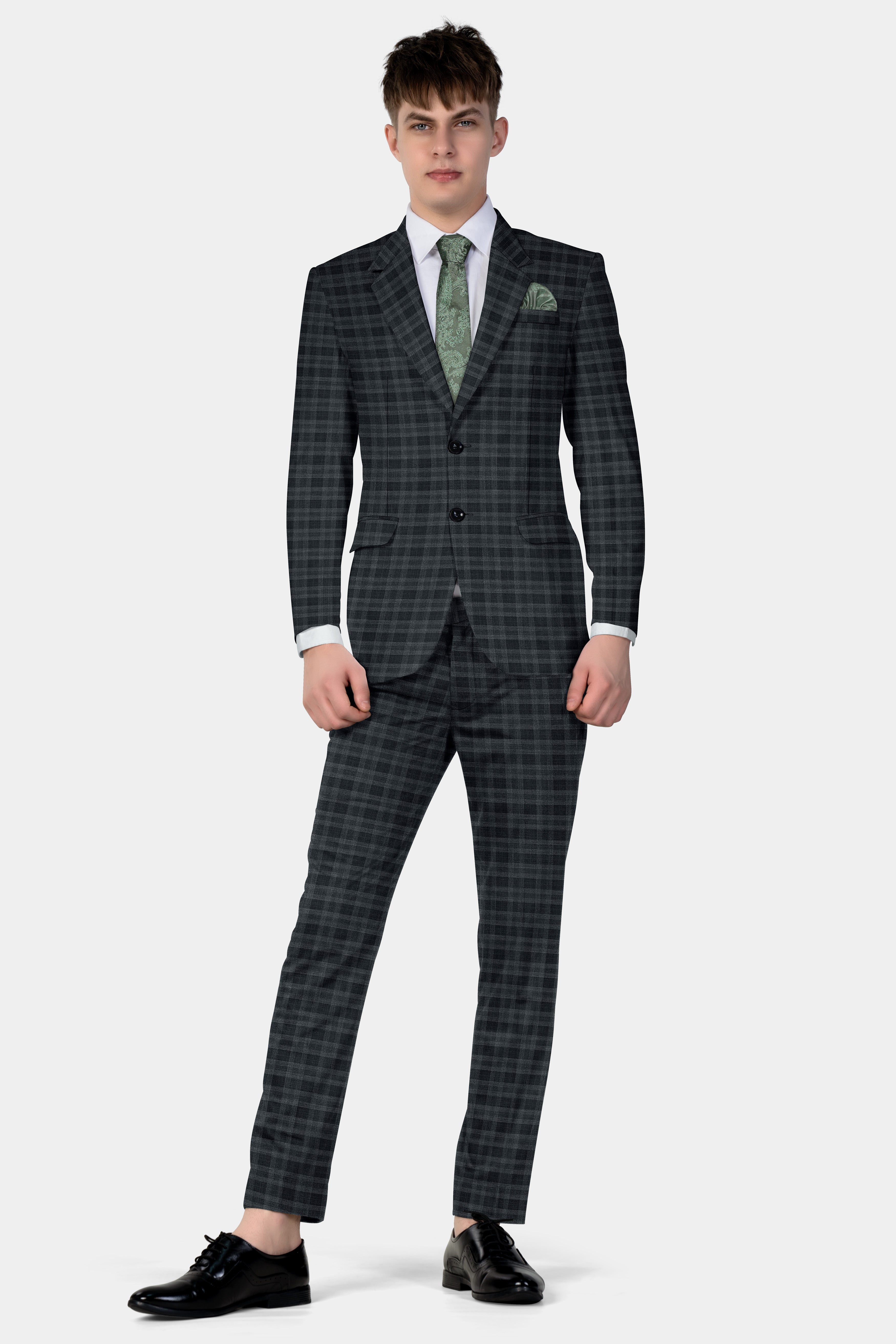 Bunker Gray With Vampire Plaid Wool Blend Suit