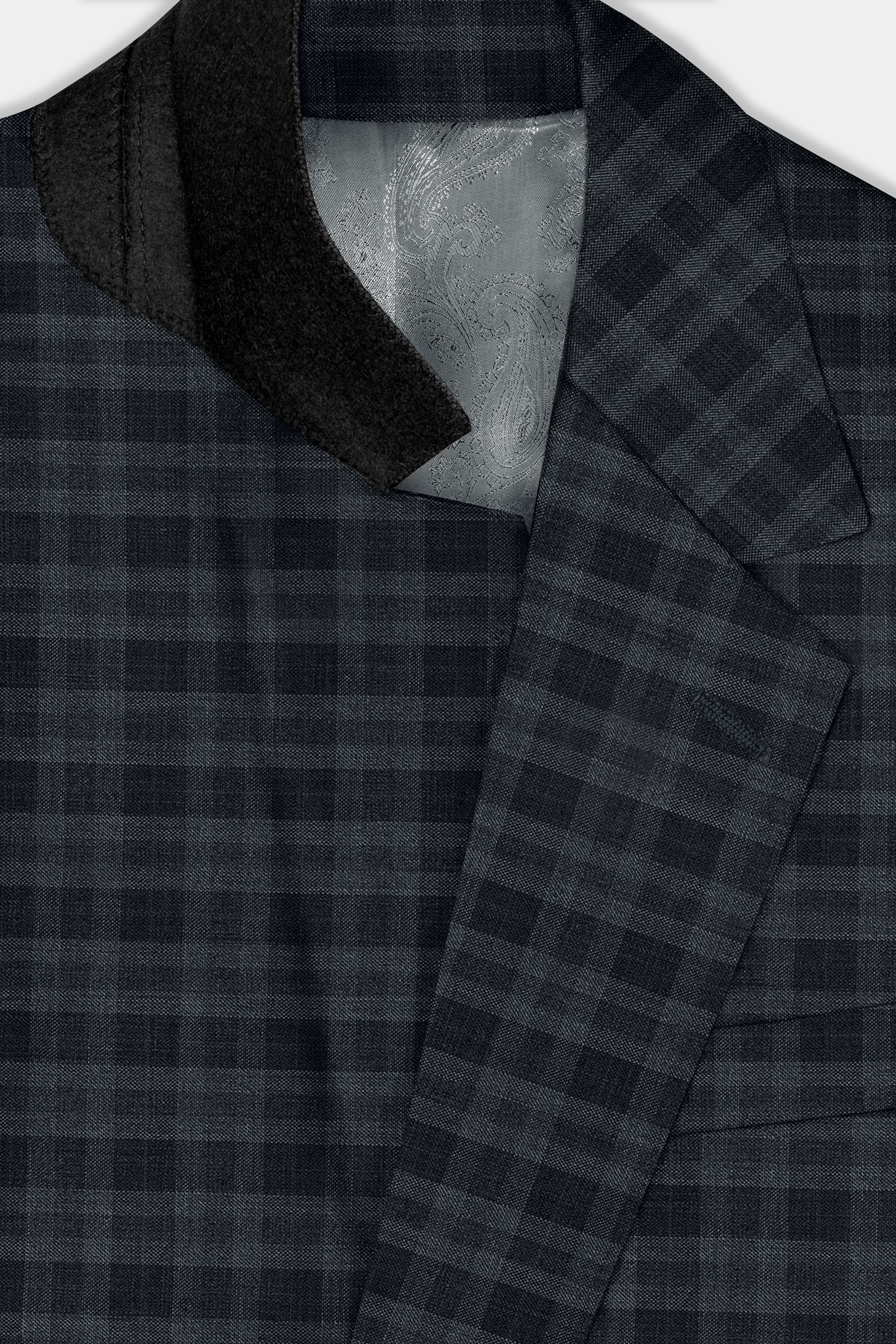 Bunker Gray With Vampire Plaid Wool Blend Suit