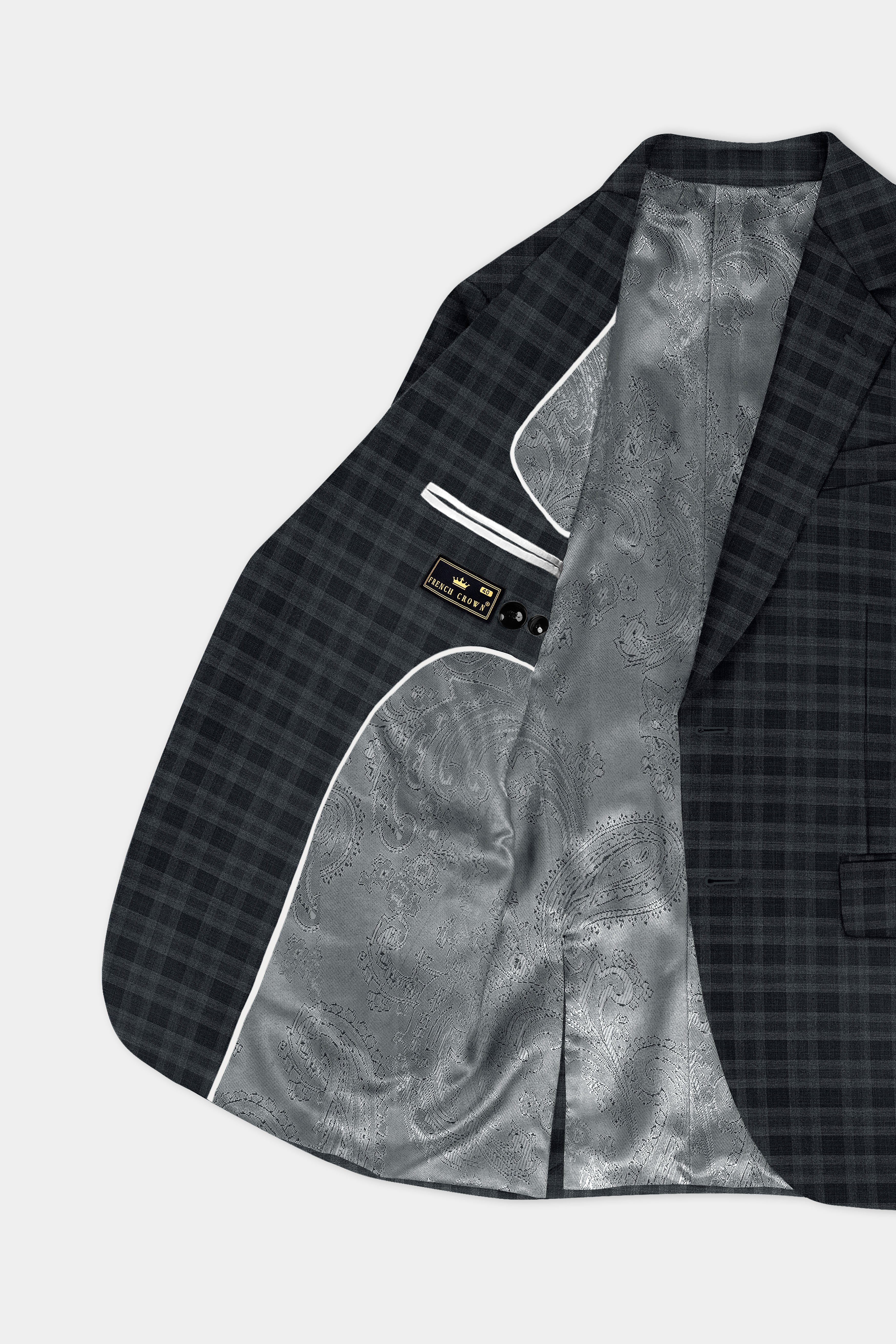 Bunker Gray With Vampire Plaid Wool Blend Suit