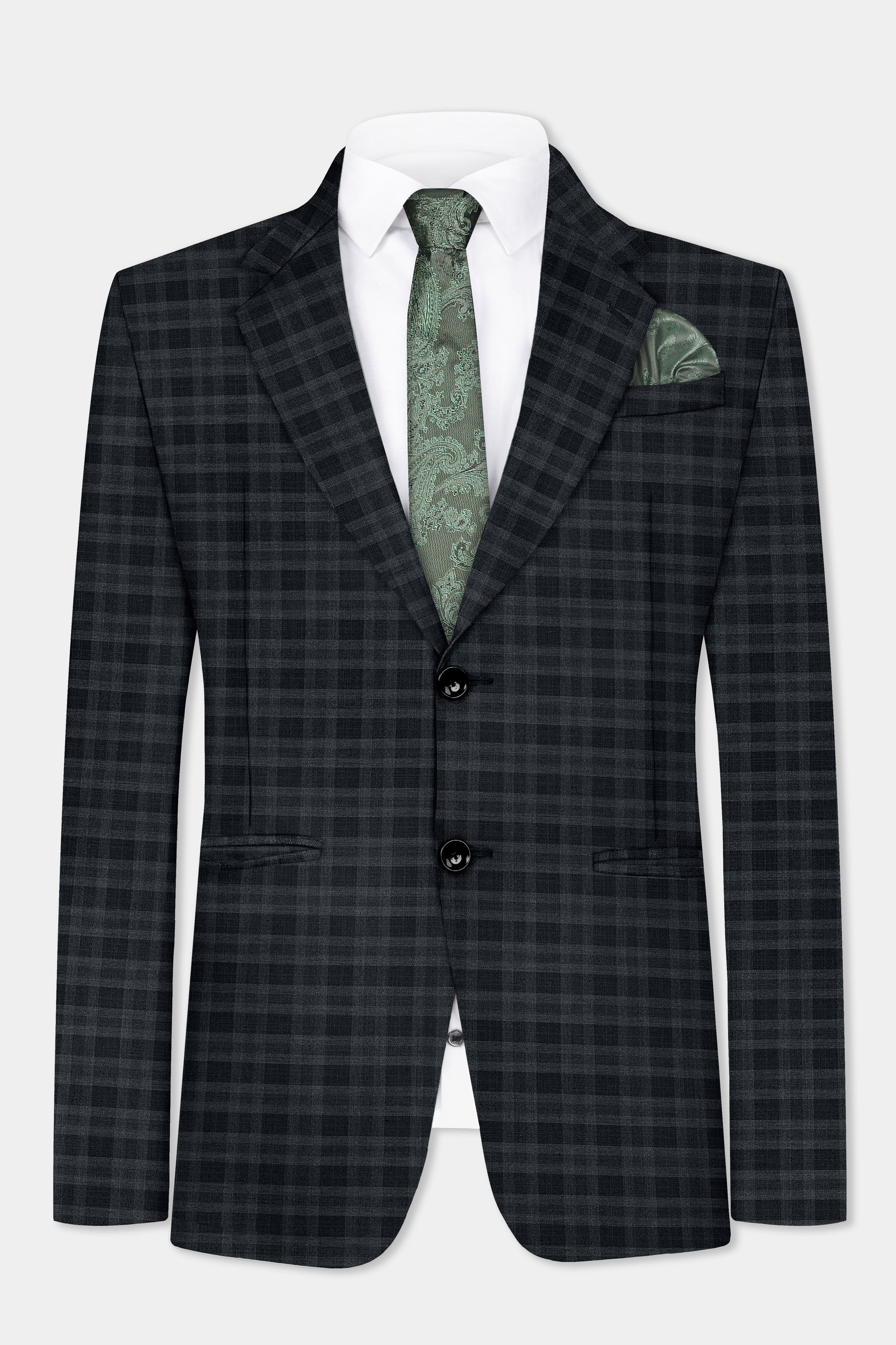 Bunker Gray With Vampire Plaid Wool Blend Suit