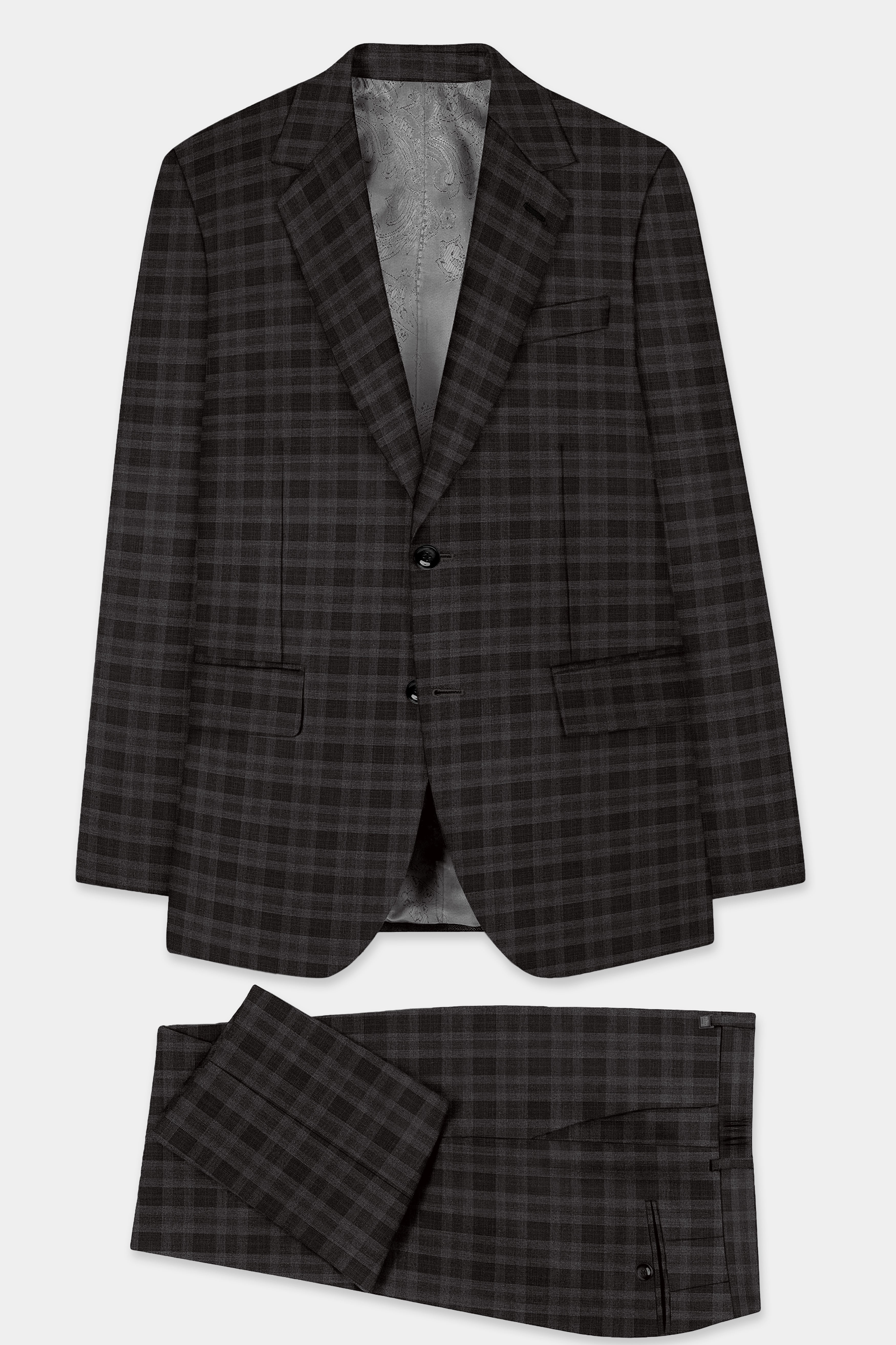 Zeus Brown With Emperor Plaid Wool Blend Suit