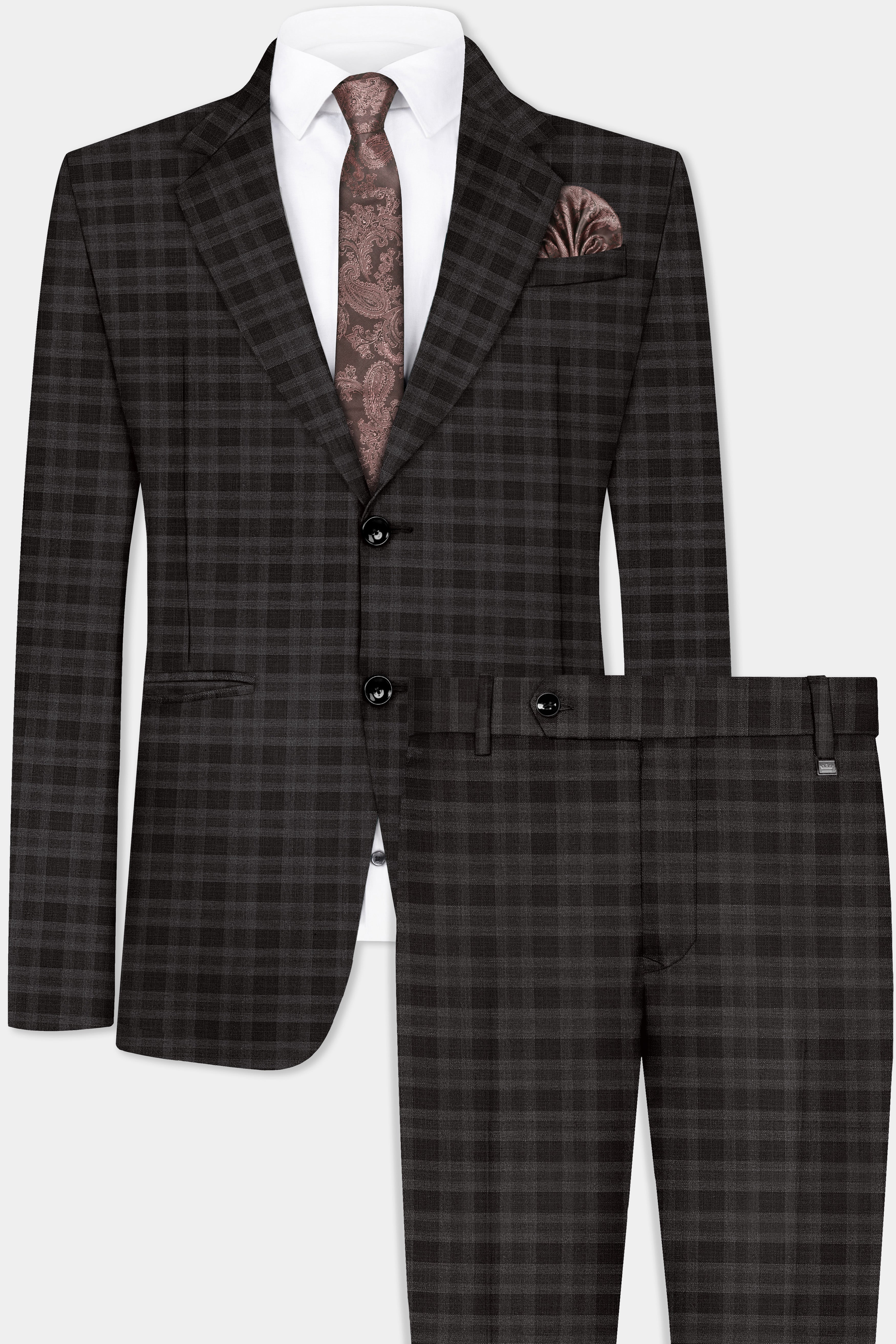 Zeus Brown With Emperor Plaid Wool Blend Suit