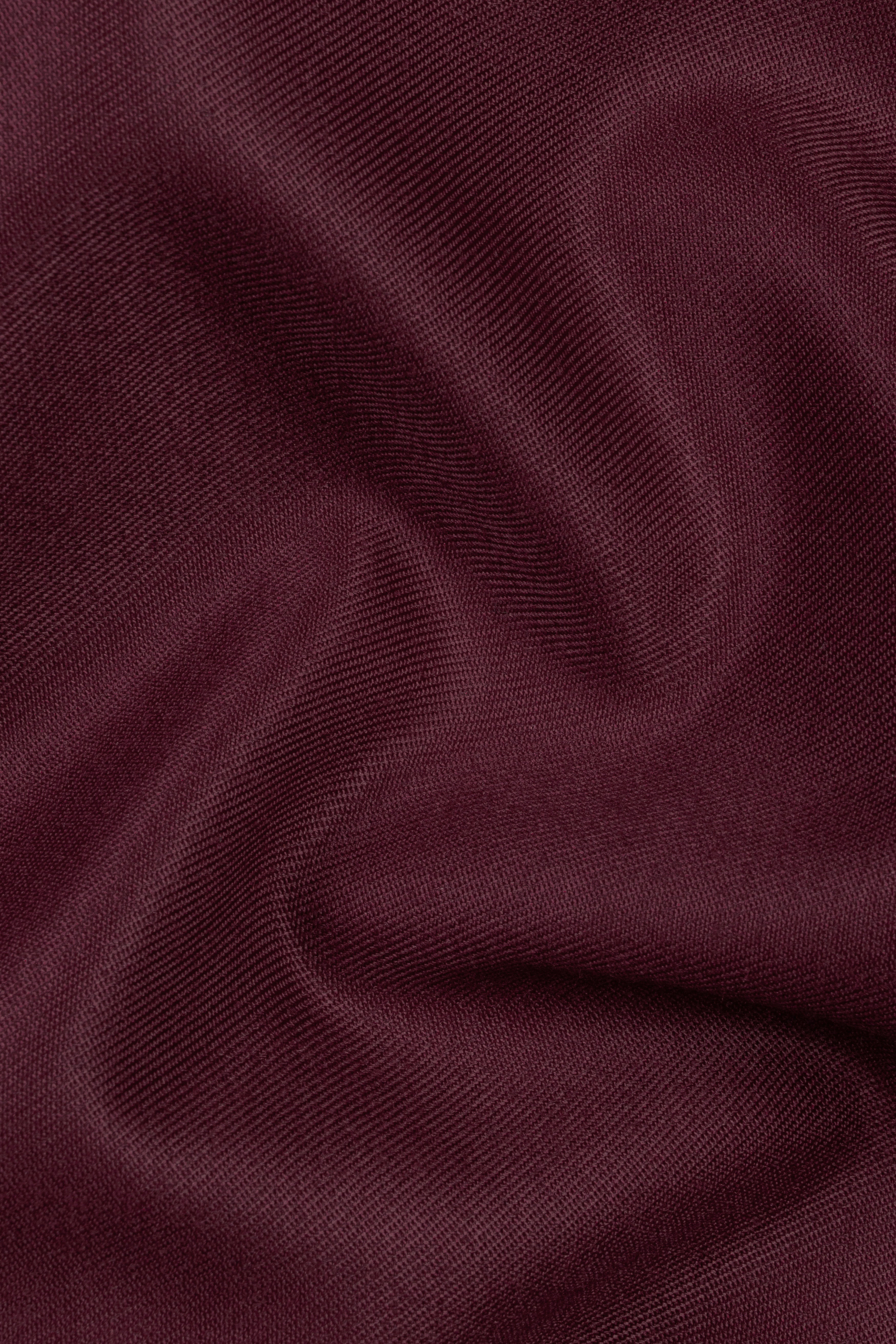 Tamarind Maroon Wool Blend Cross Placket Bandhgala Suit