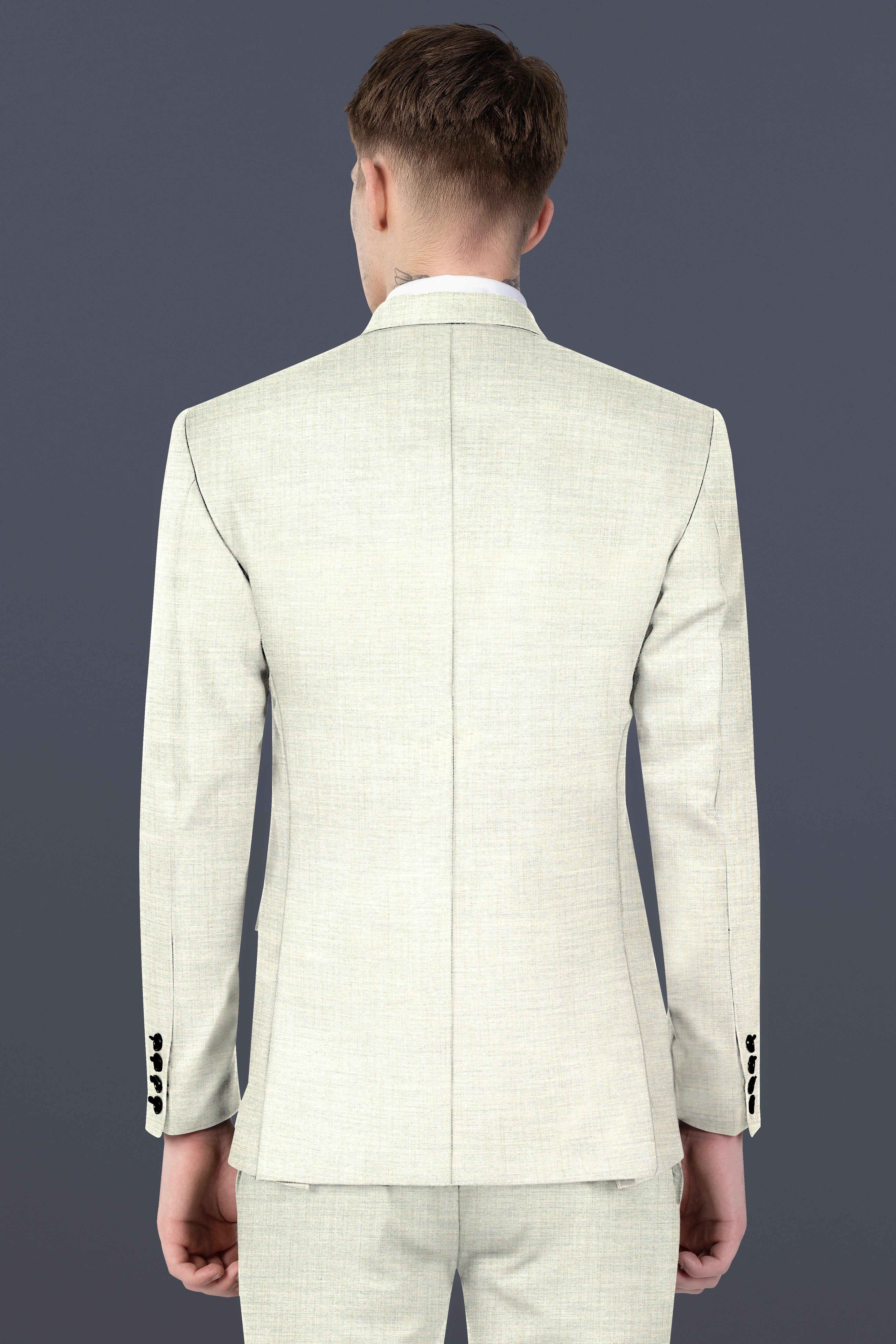 Spanish Gray Textured Wool Blend Single Breasted Suit