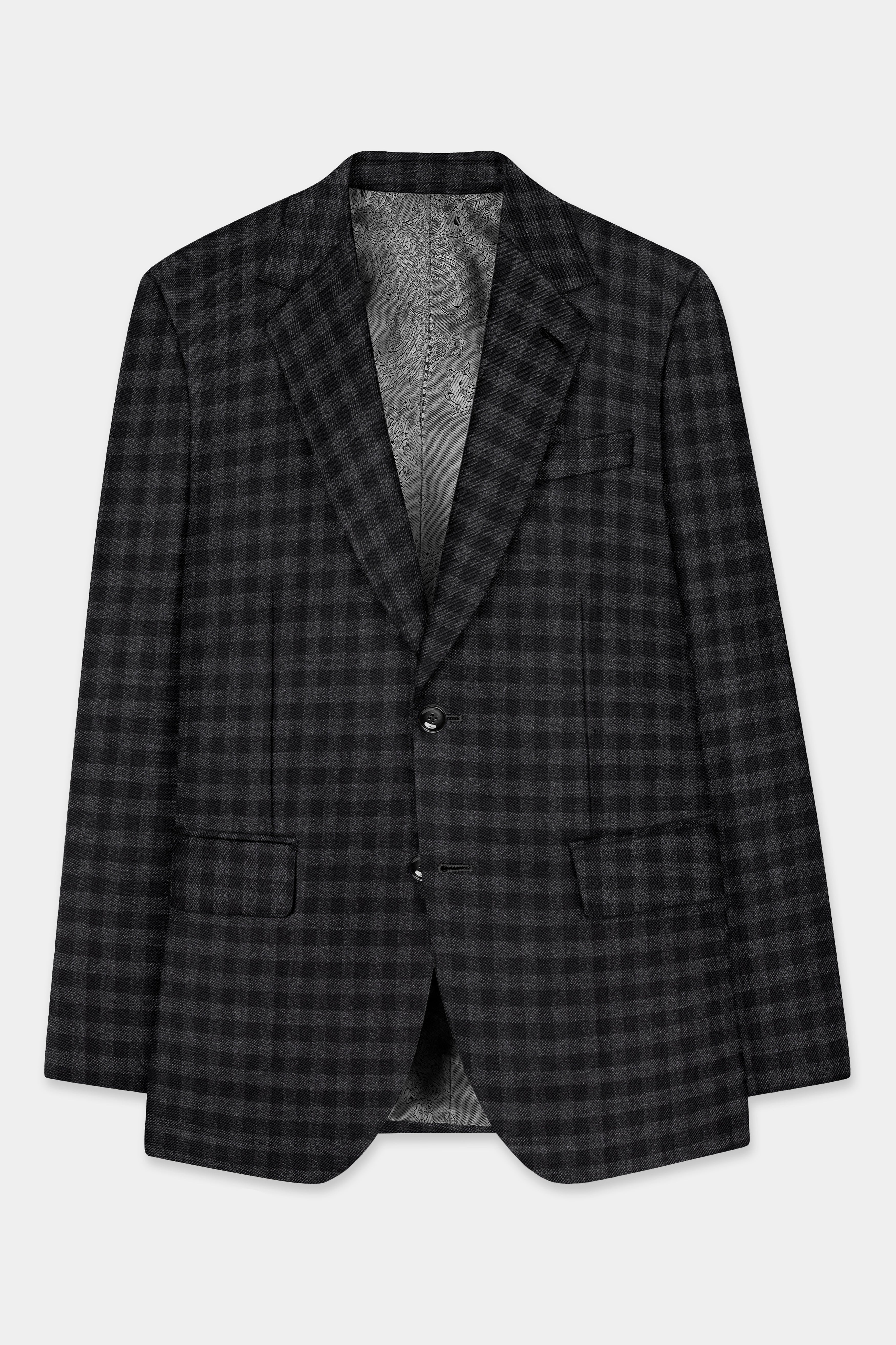 Piano Gray Plaid Tweed Single Breasted Suit