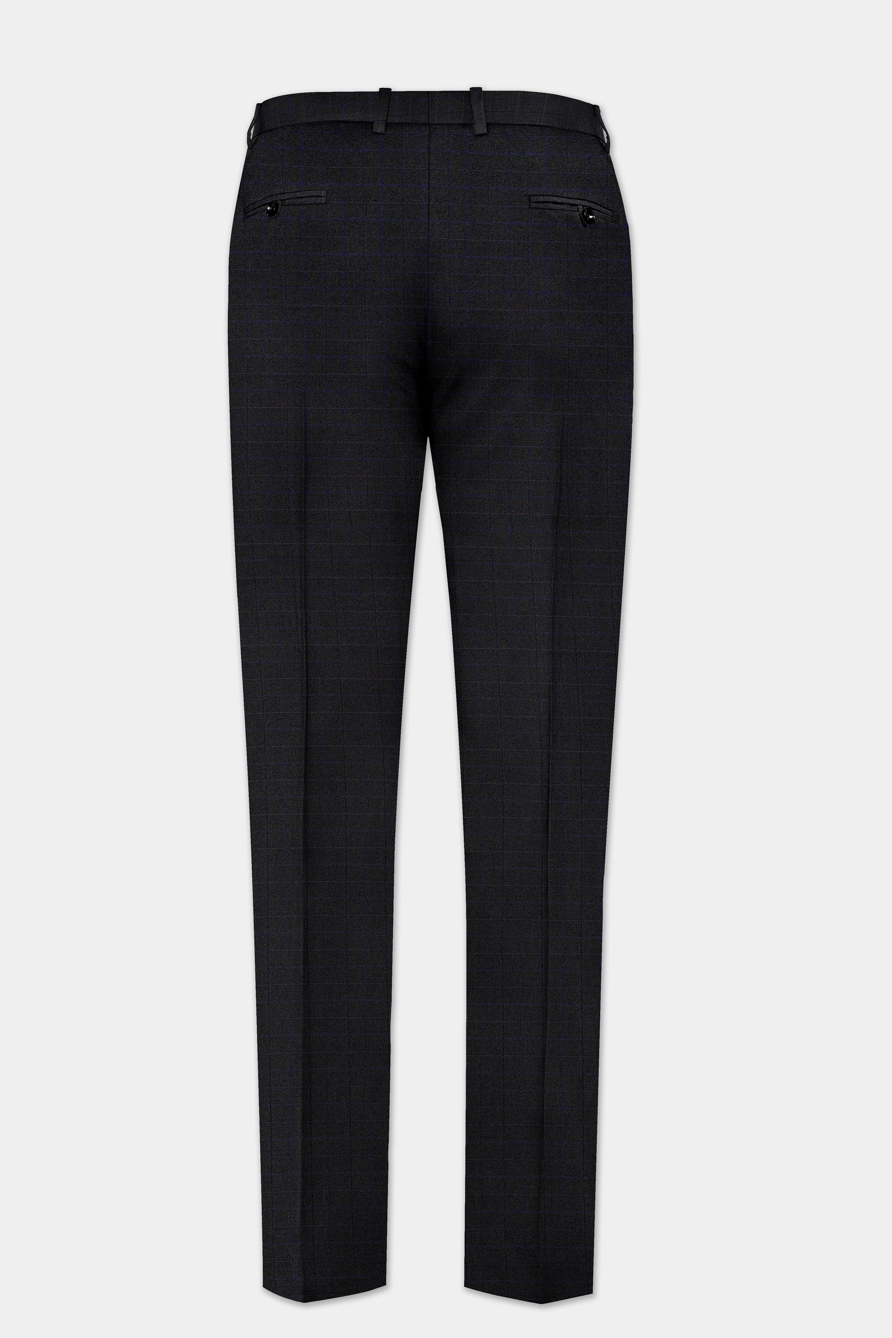 Jade Black Plaid Wool Blend Single Breasted Suit