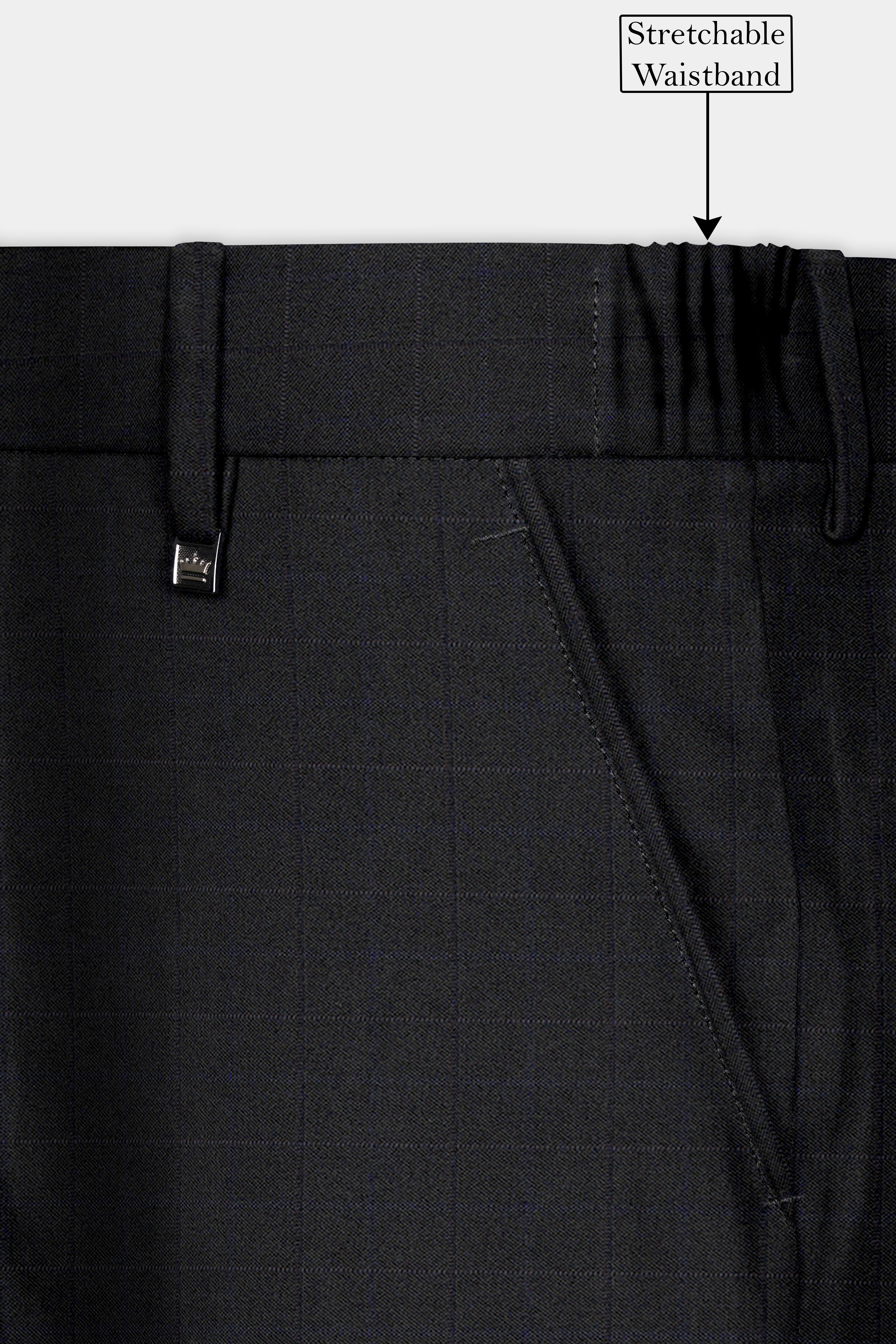 Jade Black Plaid Wool Blend Single Breasted Suit