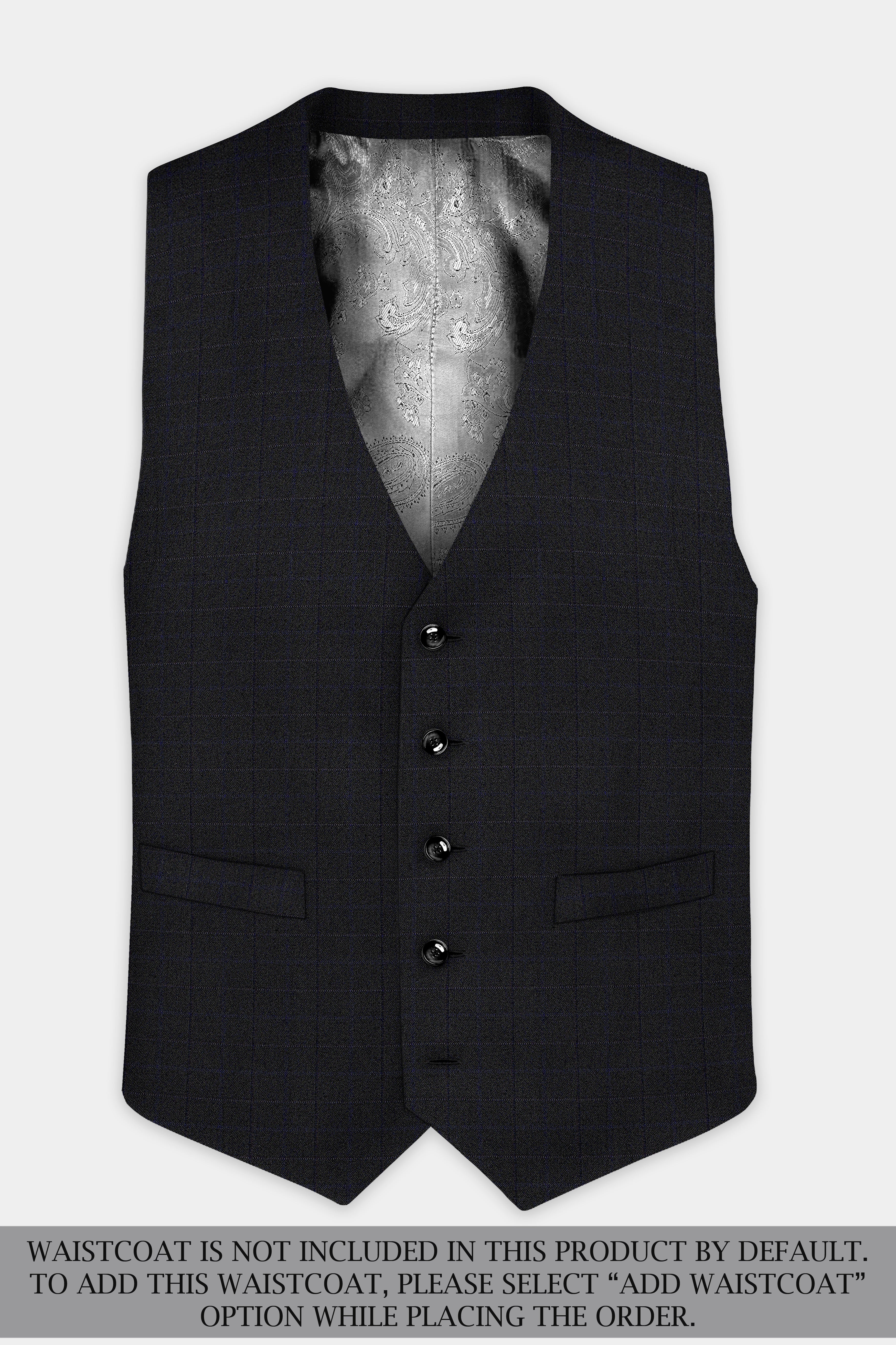 Jade Black Plaid Wool Blend Single Breasted Suit