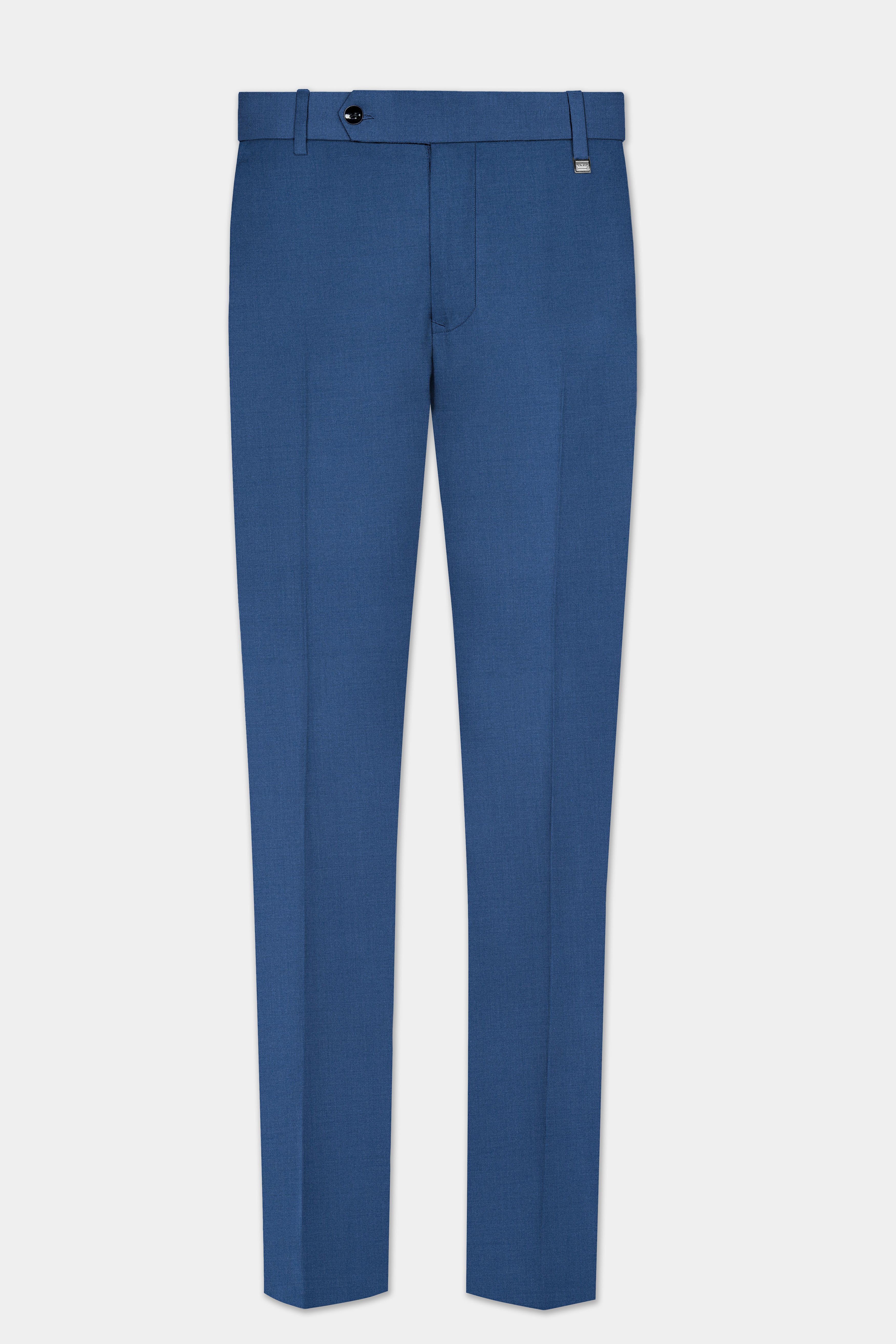 Rhino Blue Solid Wool Blend Single Breasted Suit