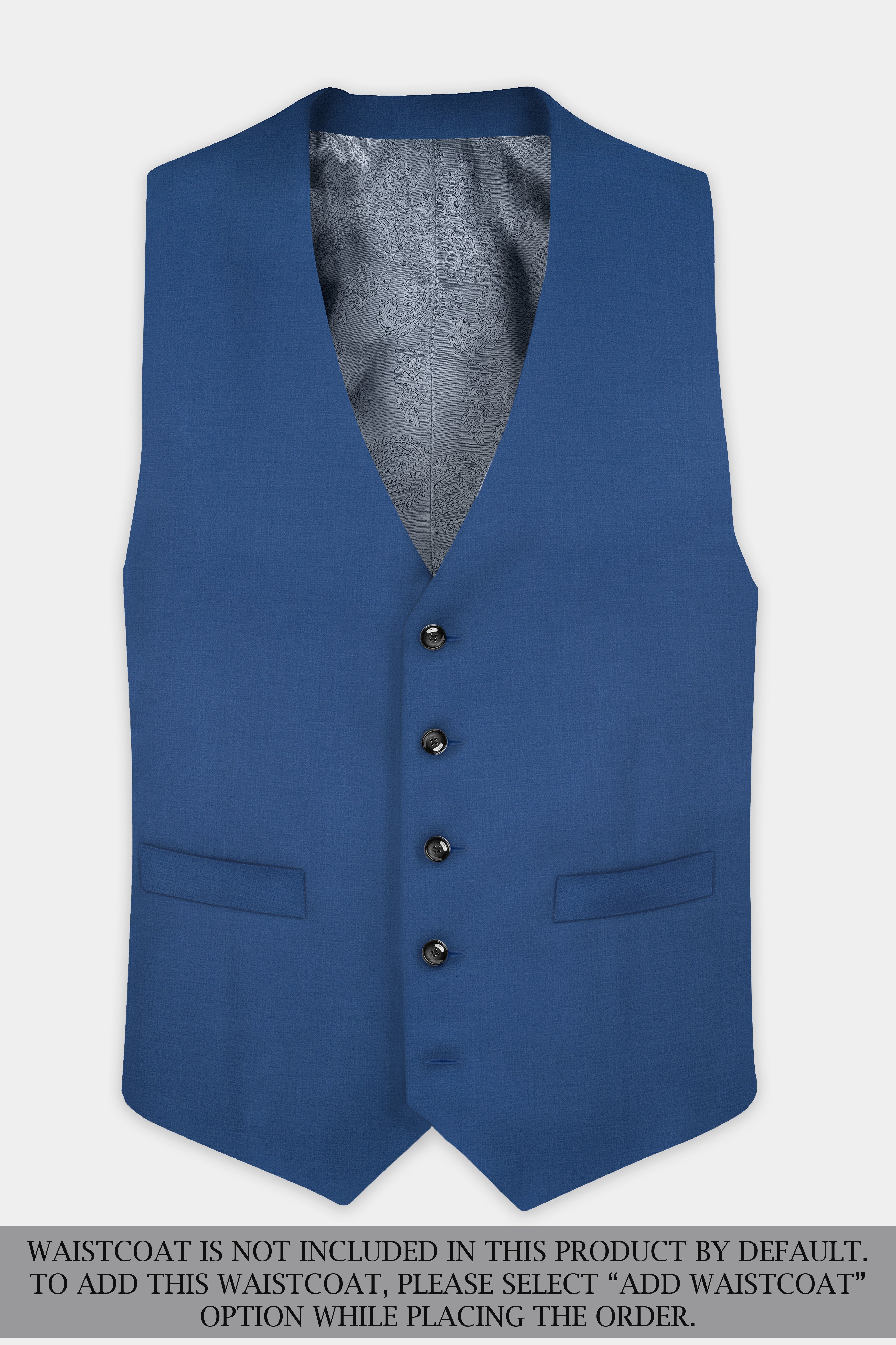 Rhino Blue Solid Wool Blend Single Breasted Suit