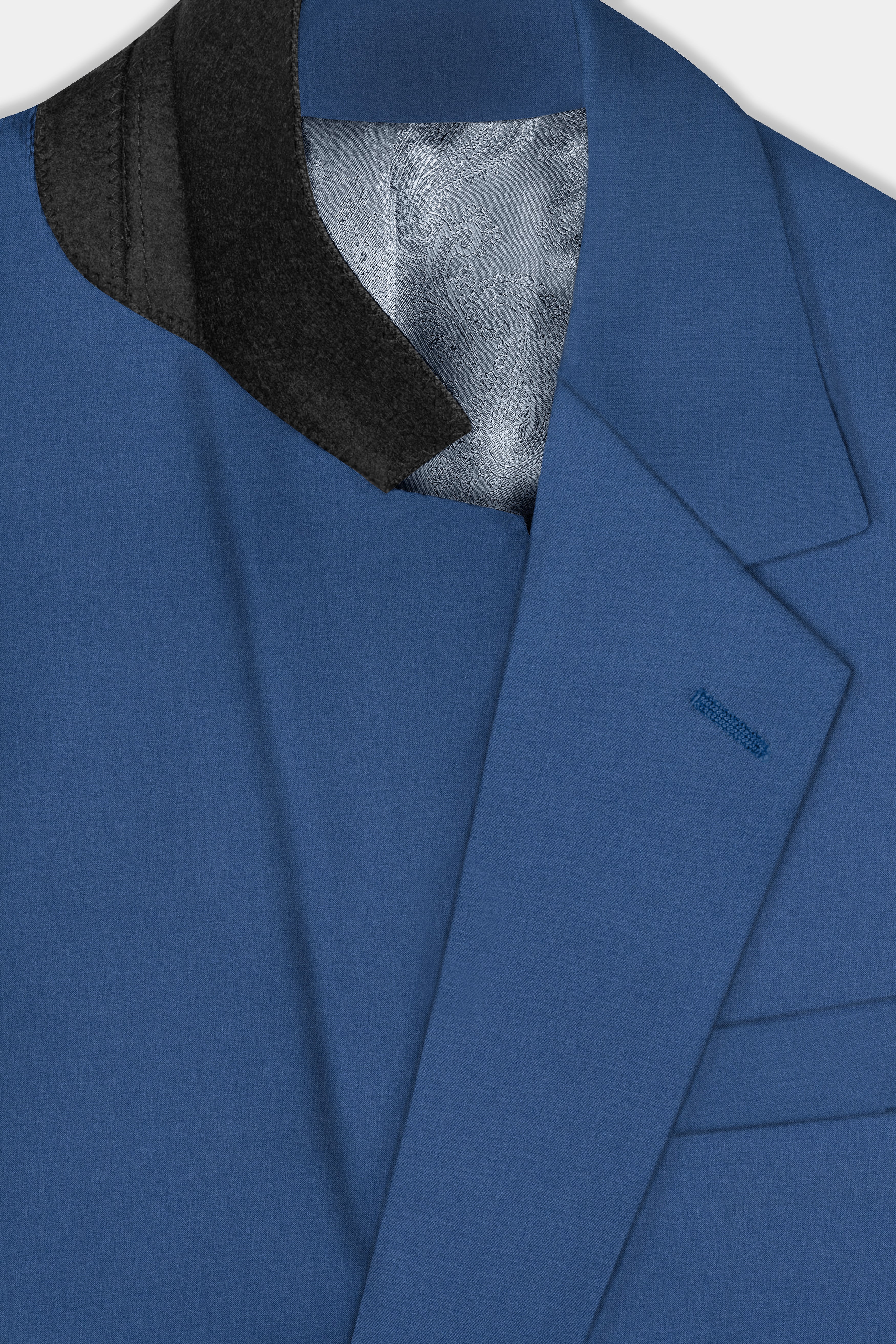 Rhino Blue Solid Wool Blend Single Breasted Suit