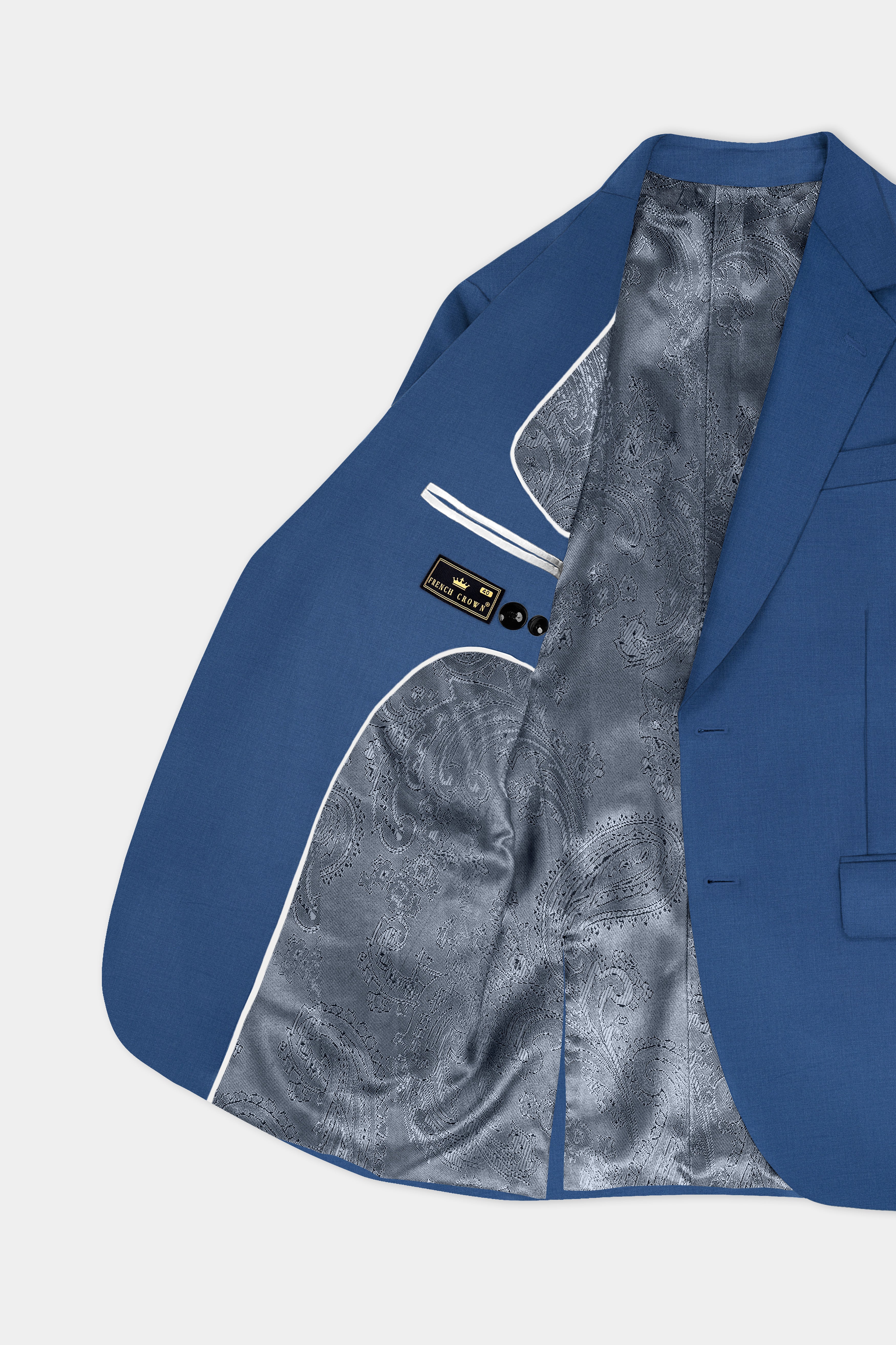 Rhino Blue Solid Wool Blend Single Breasted Suit