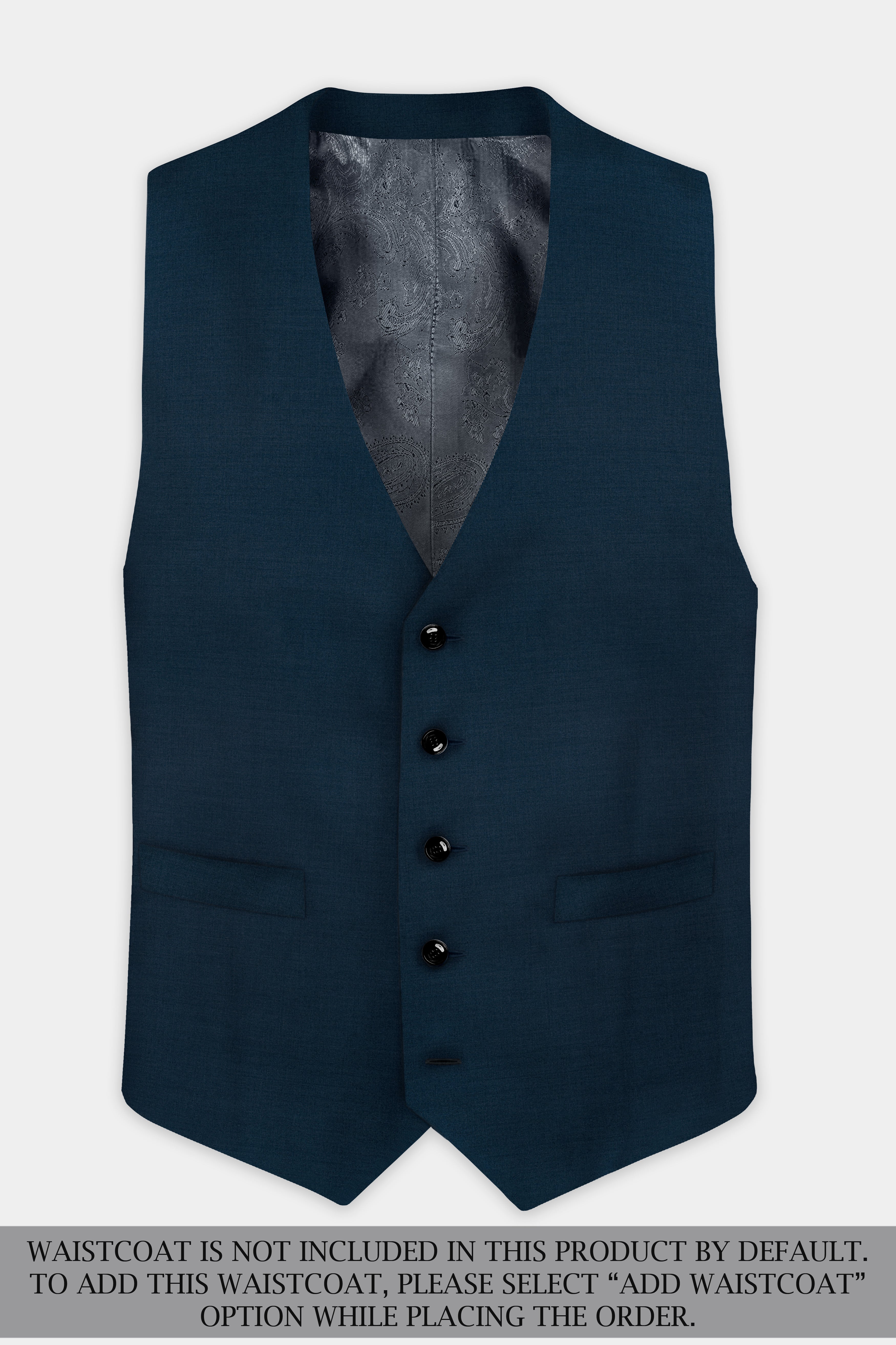 Daintree Blue Solid Wool Blend Double Breasted Suit