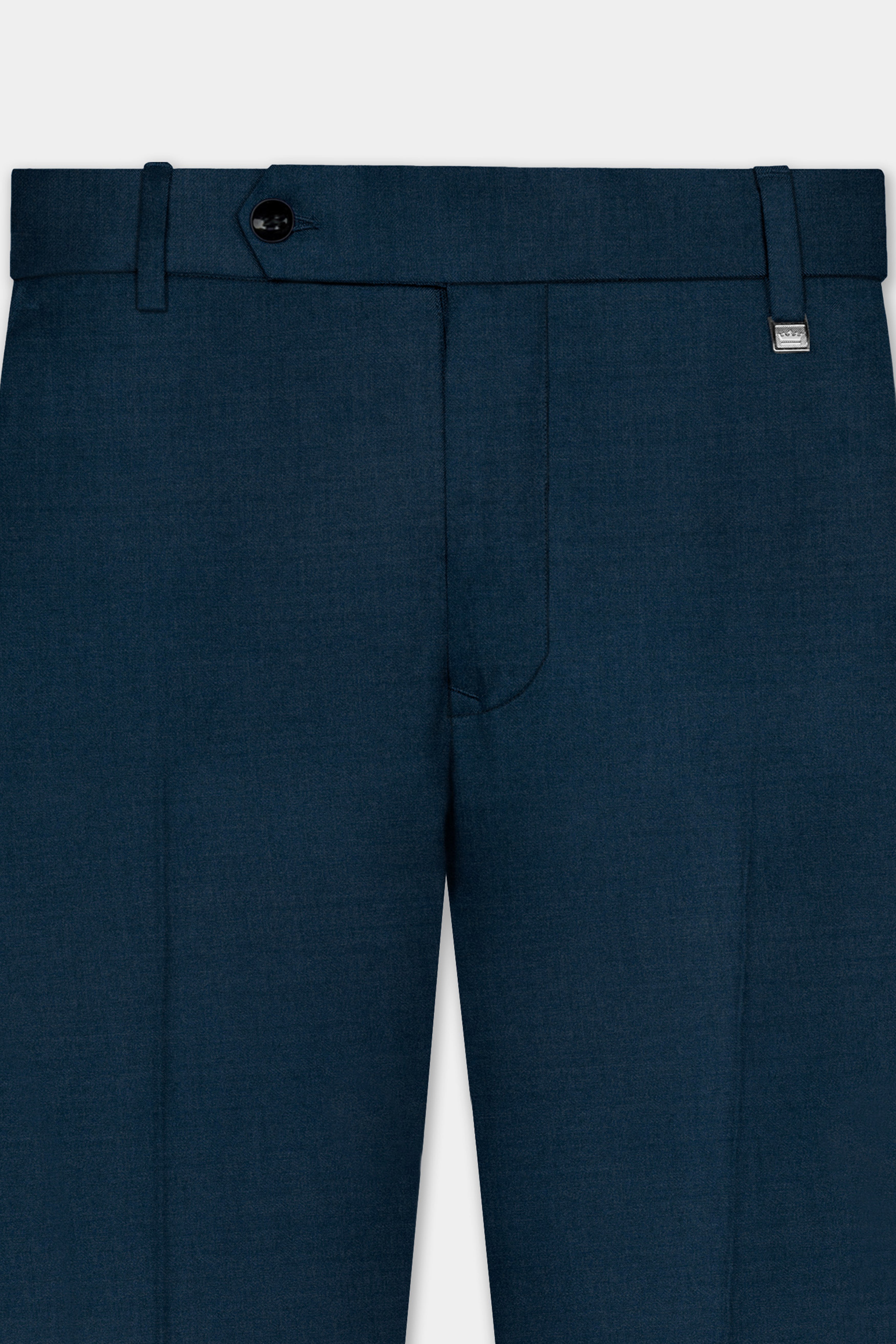 Daintree Blue Solid Wool Blend Single Breasted Suit