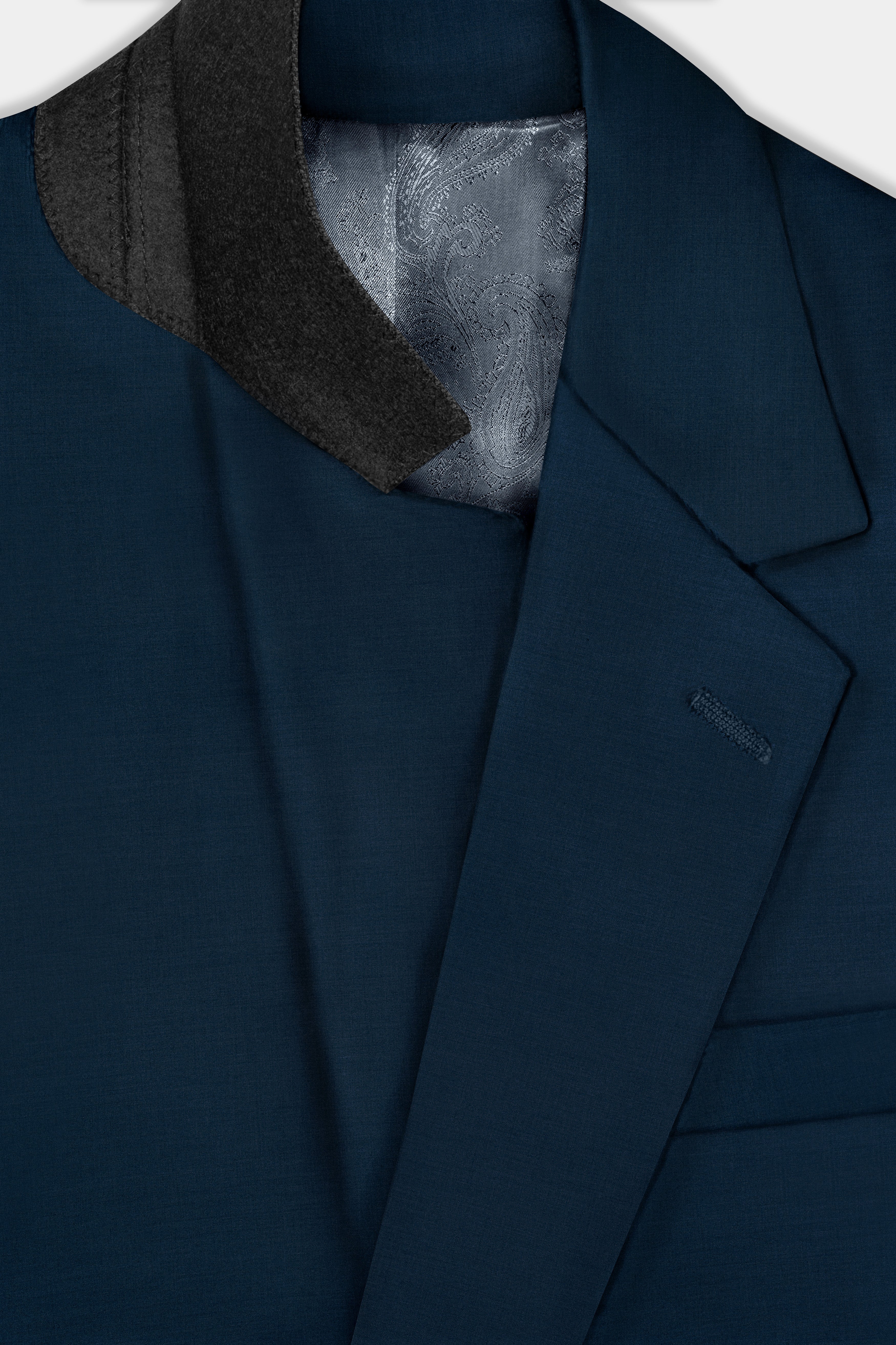 Daintree Blue Solid Wool Blend Single Breasted Suit