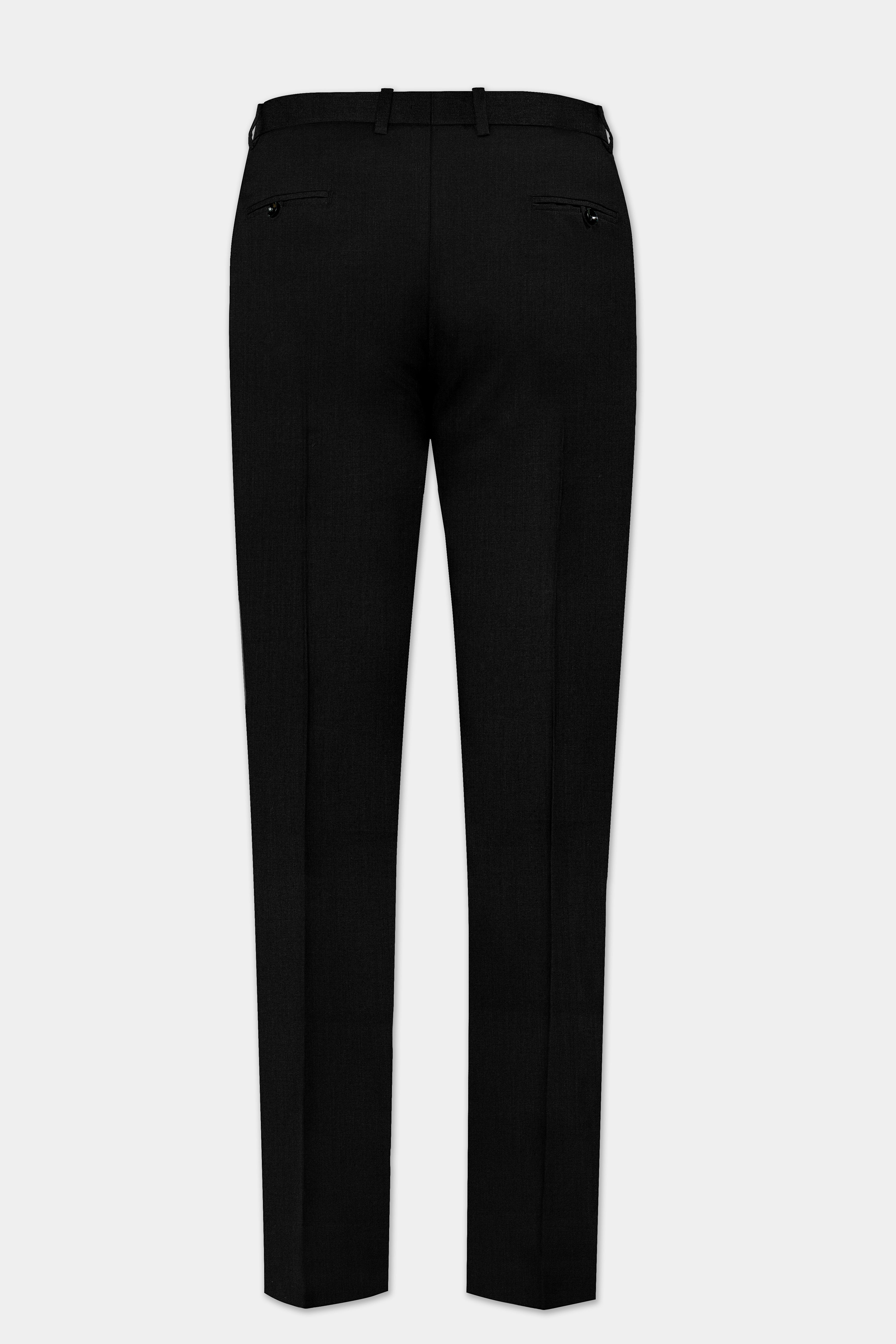 Jade Black Solid Wool Blend Double Breasted Stretchable Suit