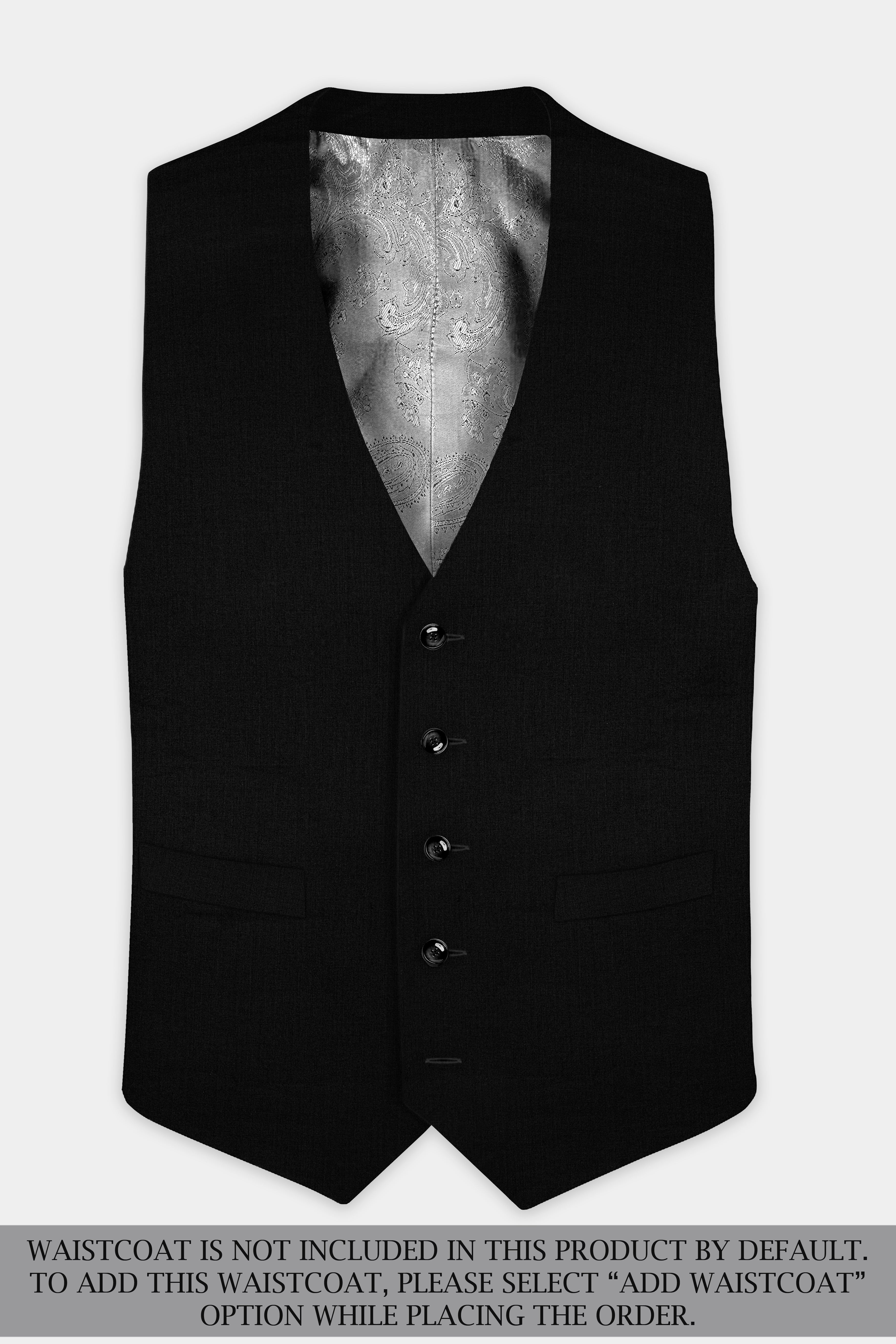 Jade Black Solid Wool Blend Double Breasted Stretchable Suit