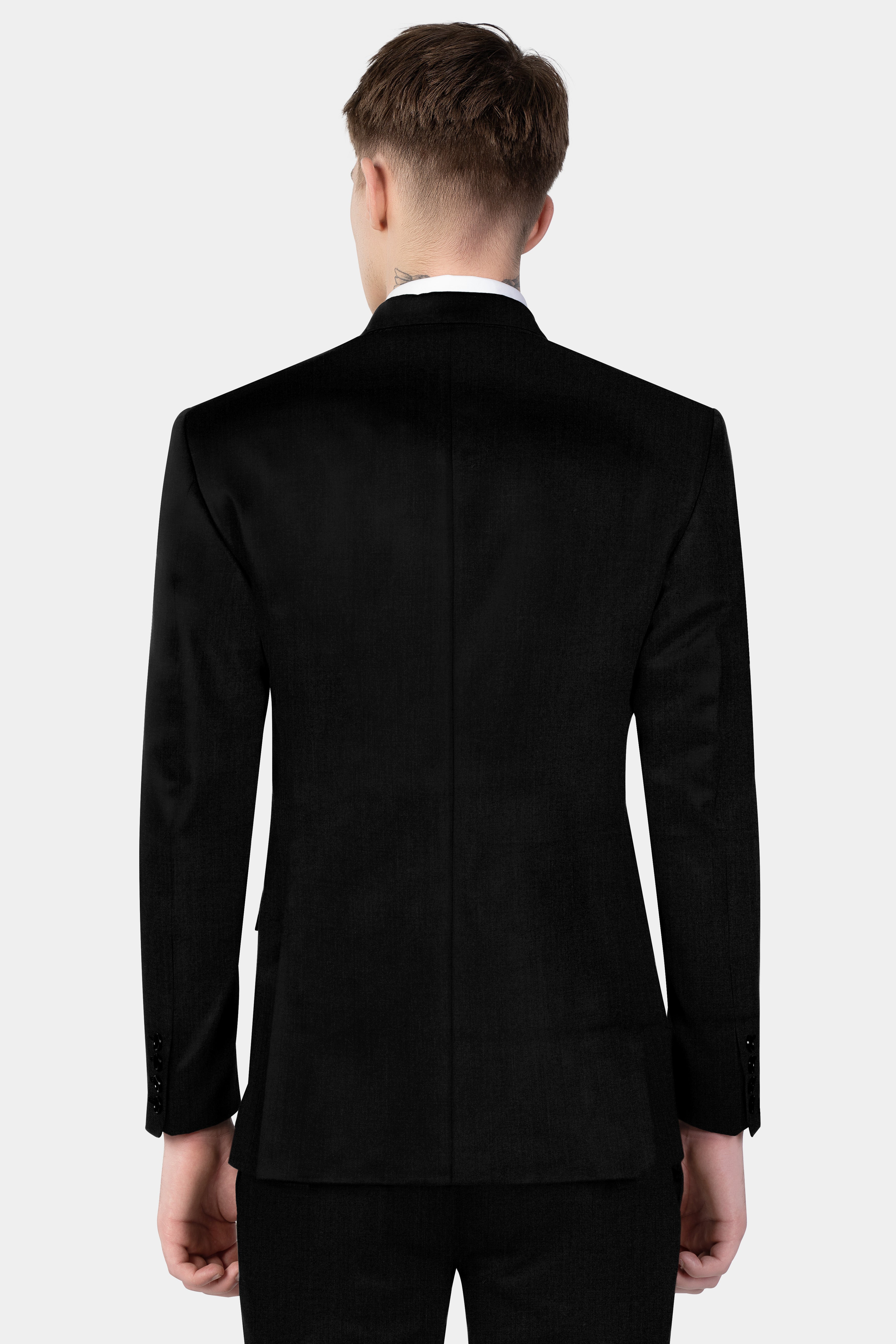 Jade Black Solid Wool Blend Single Breasted Stretchable Suit