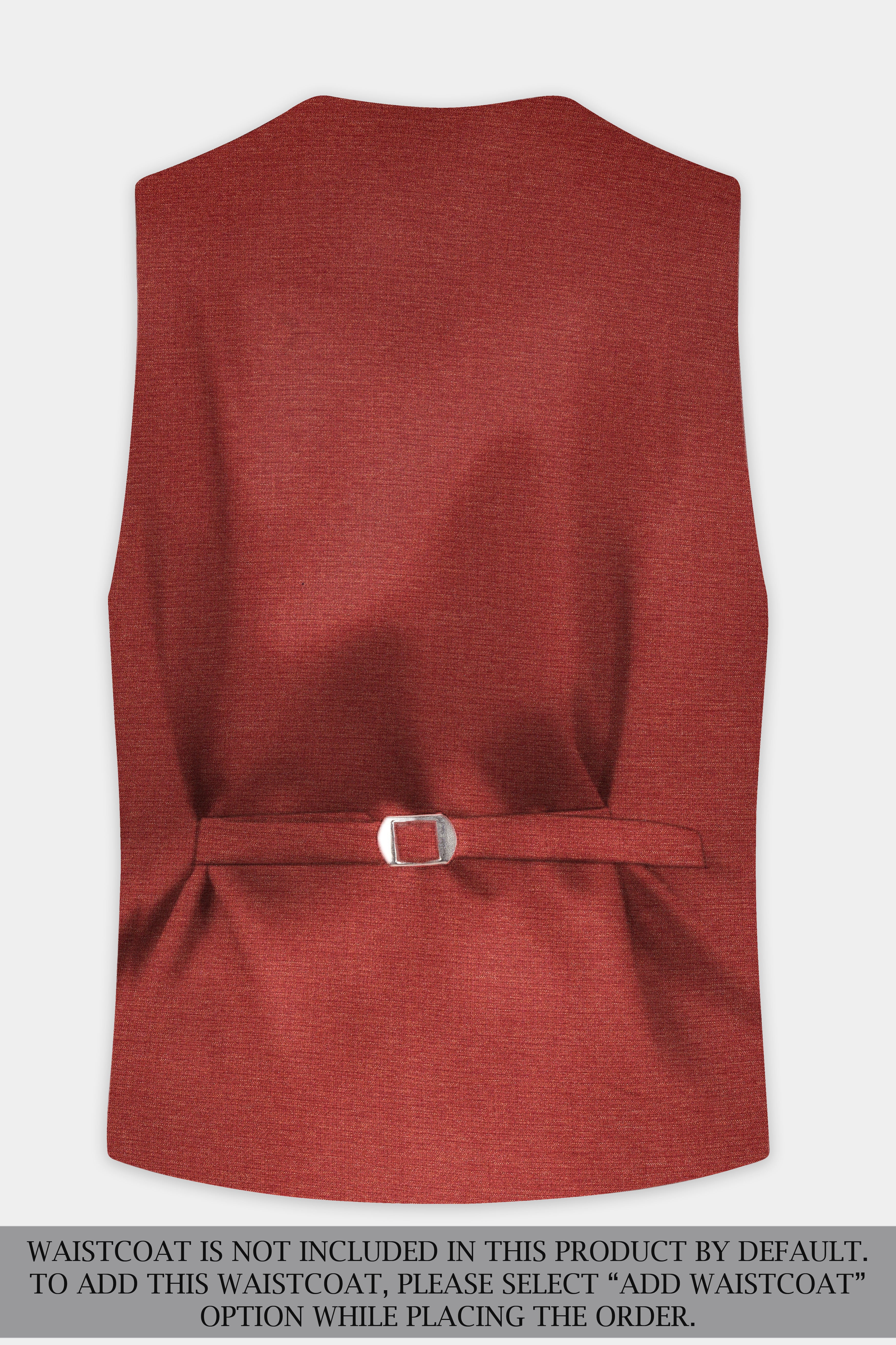 Brick Red Textured Double Breasted Suit