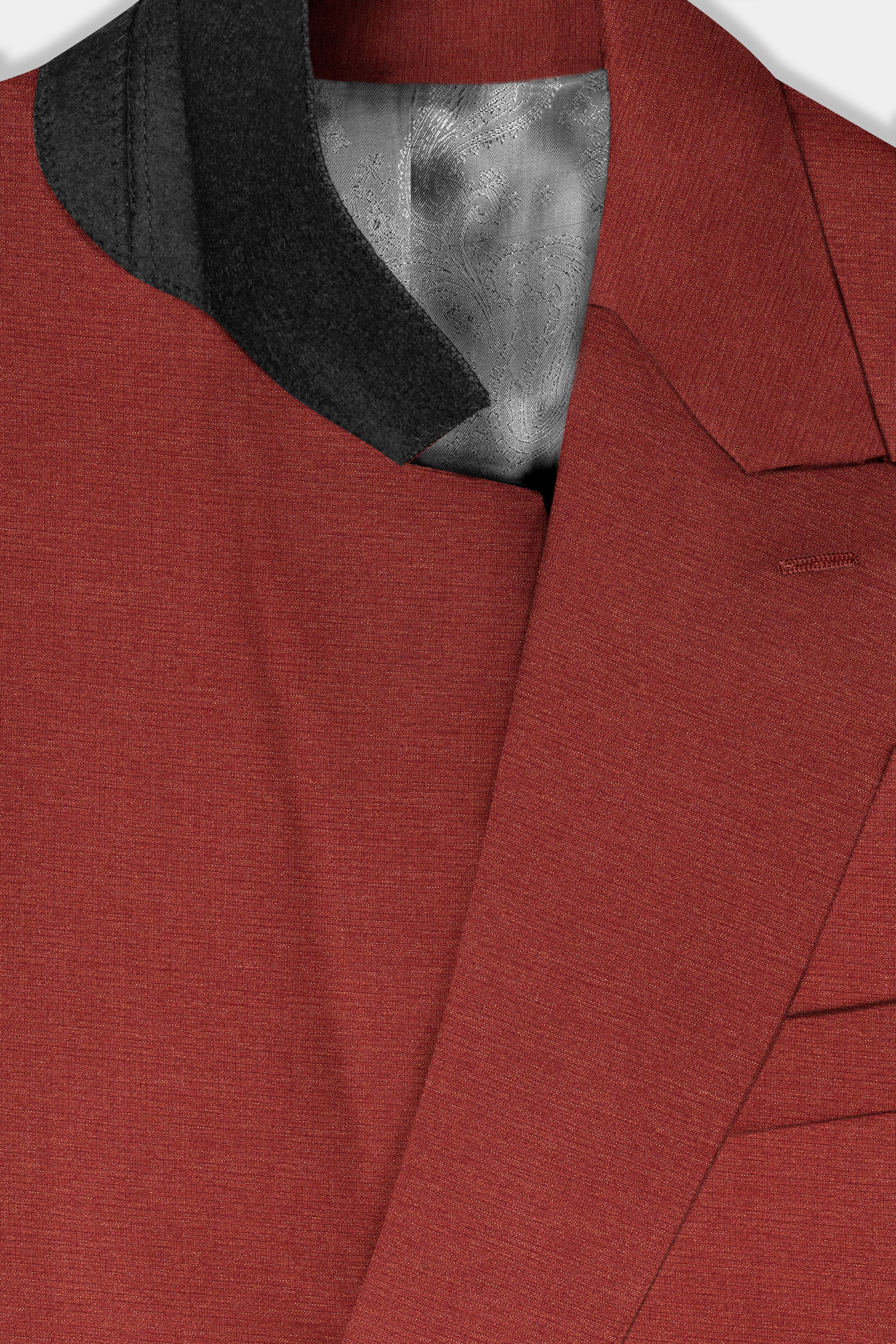 Brick Red Textured Double Breasted Suit