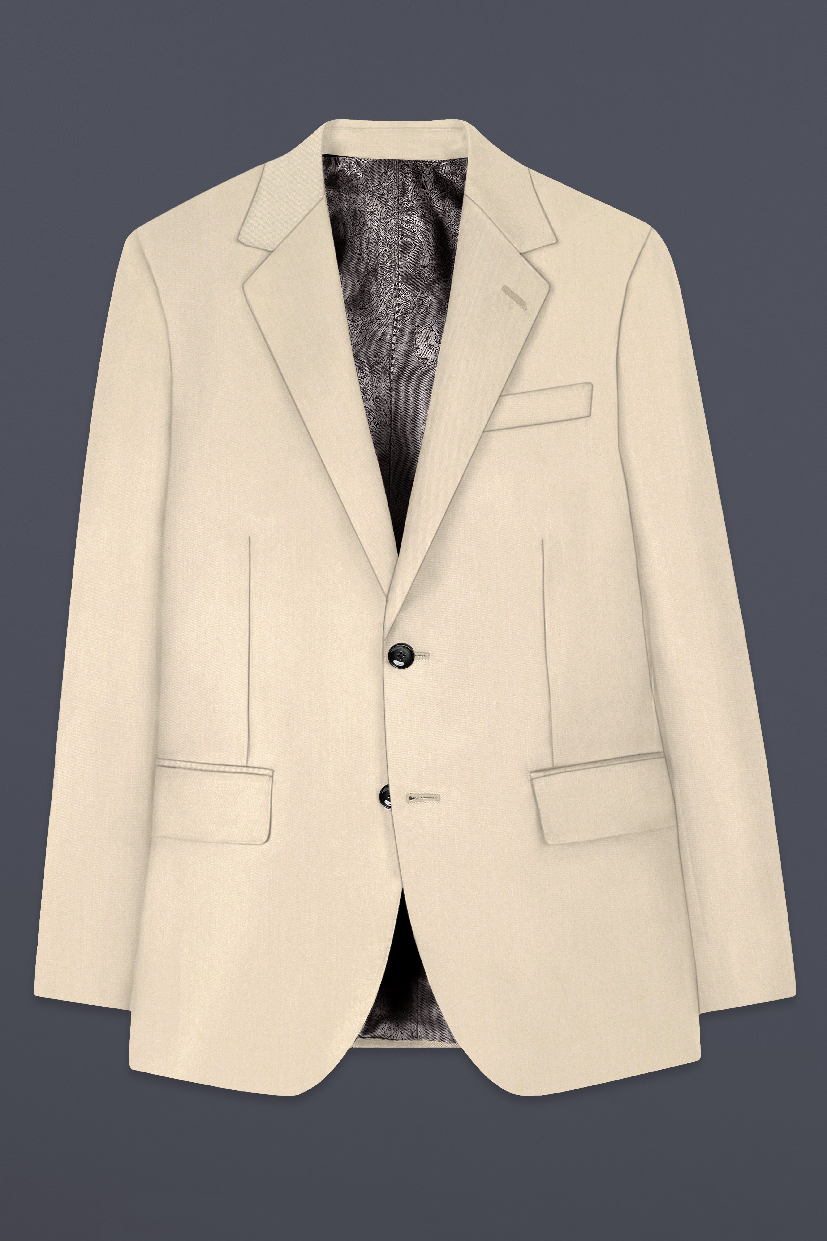 Hampton Cream Solid Wool Blend Single Breasted Suit