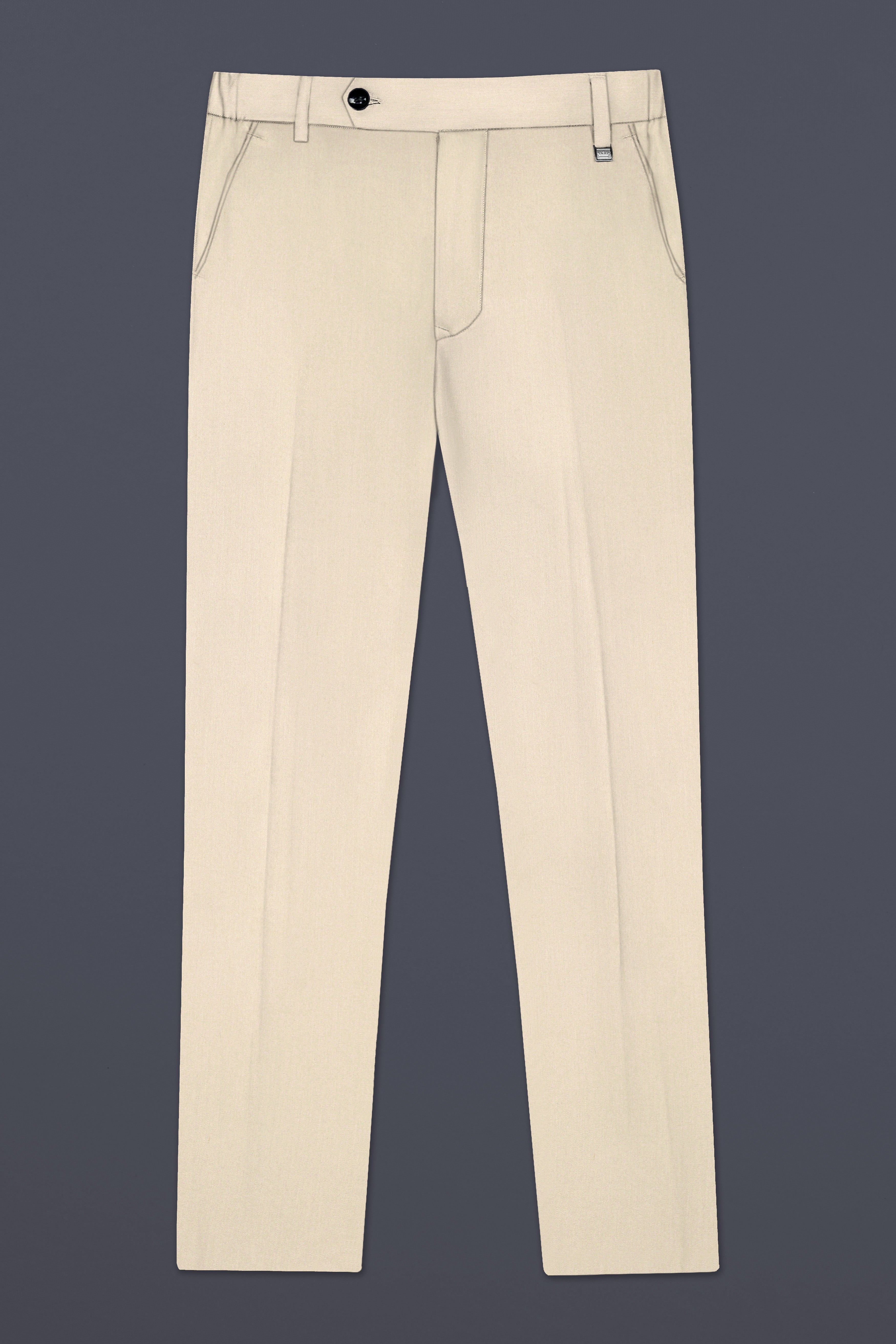 Hampton Cream Solid Wool Blend Bandhgala Suit