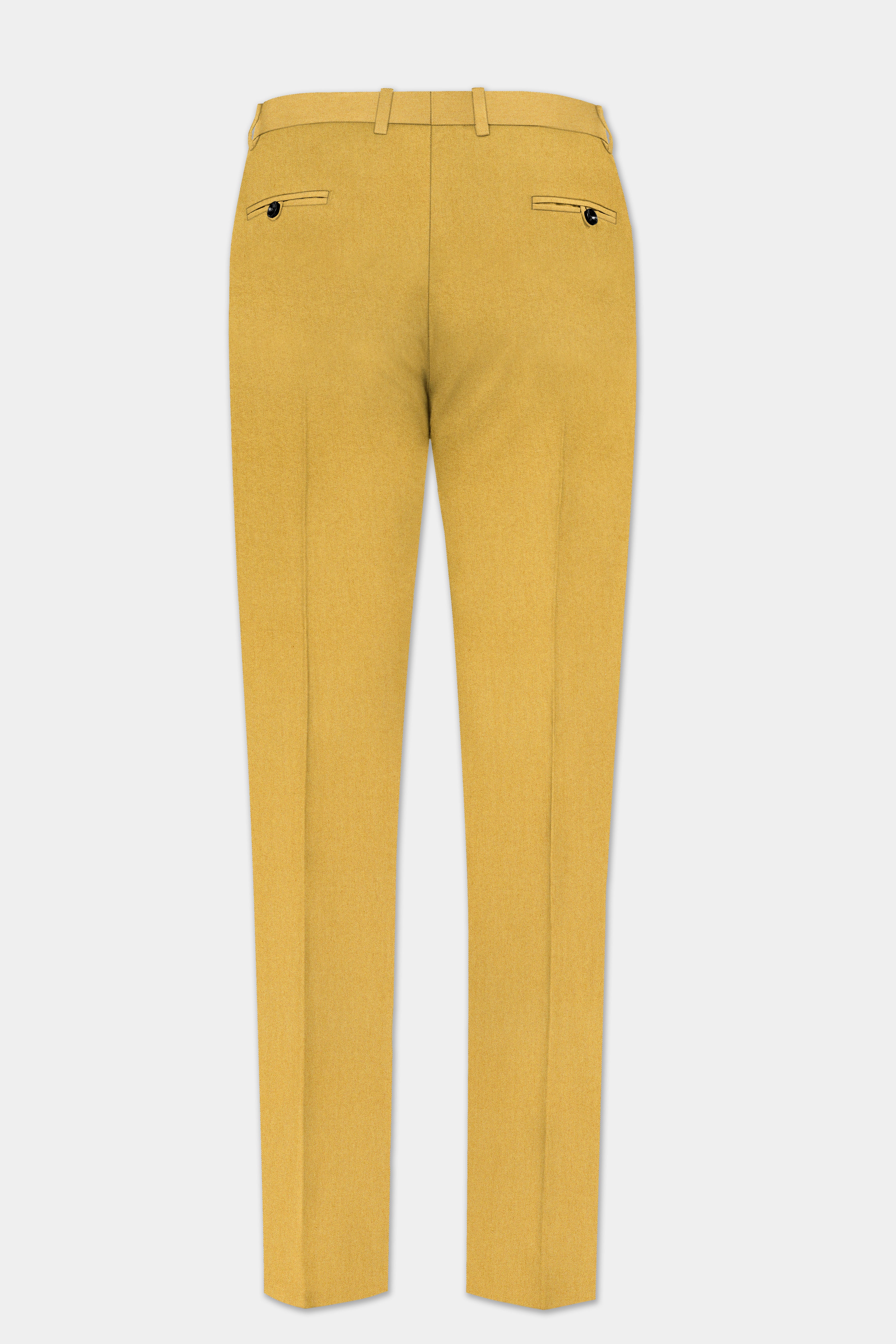 Camel Yellow Solid Cotton Single Breasted Suit