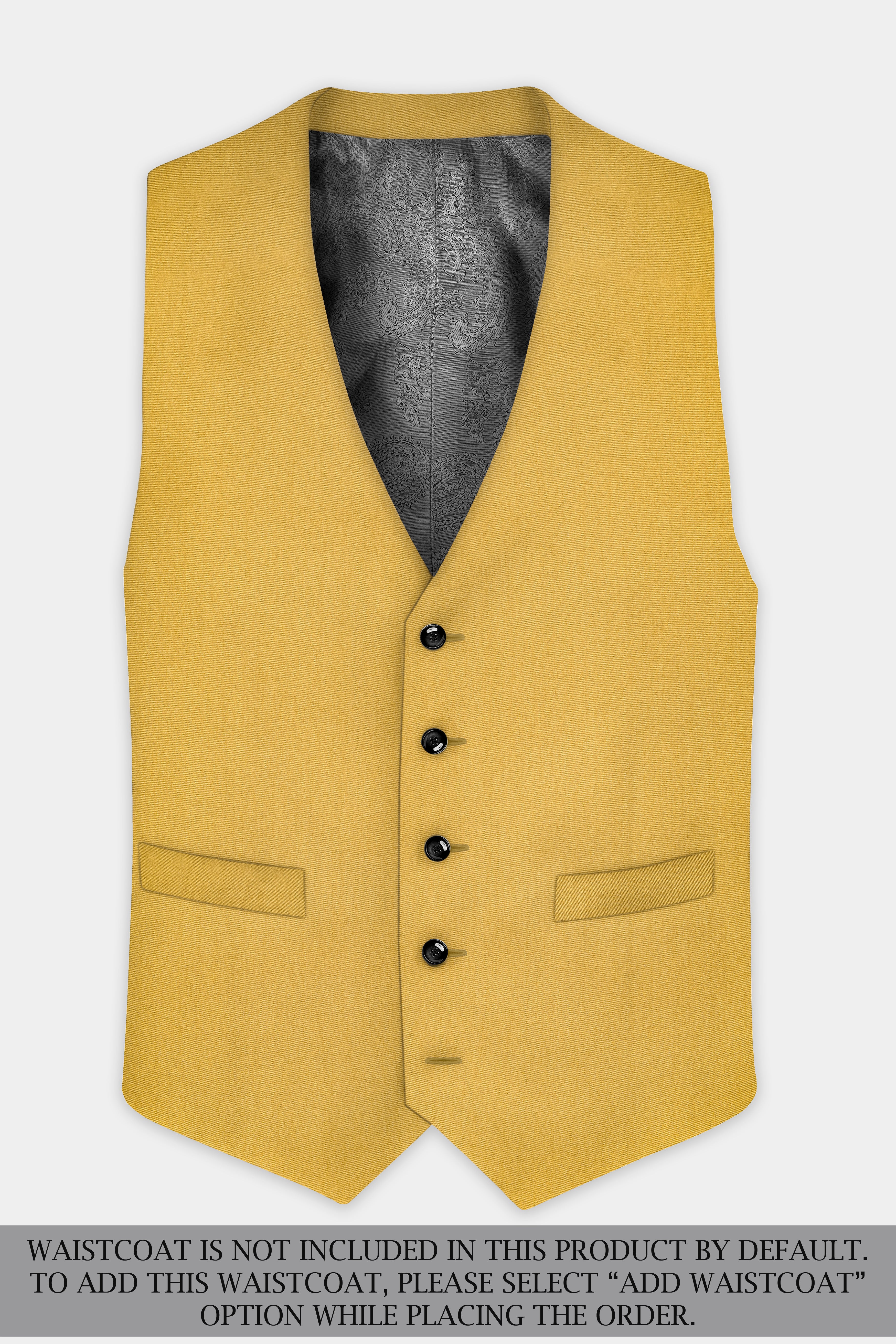 Camel Yellow Solid Cotton Single Breasted Suit