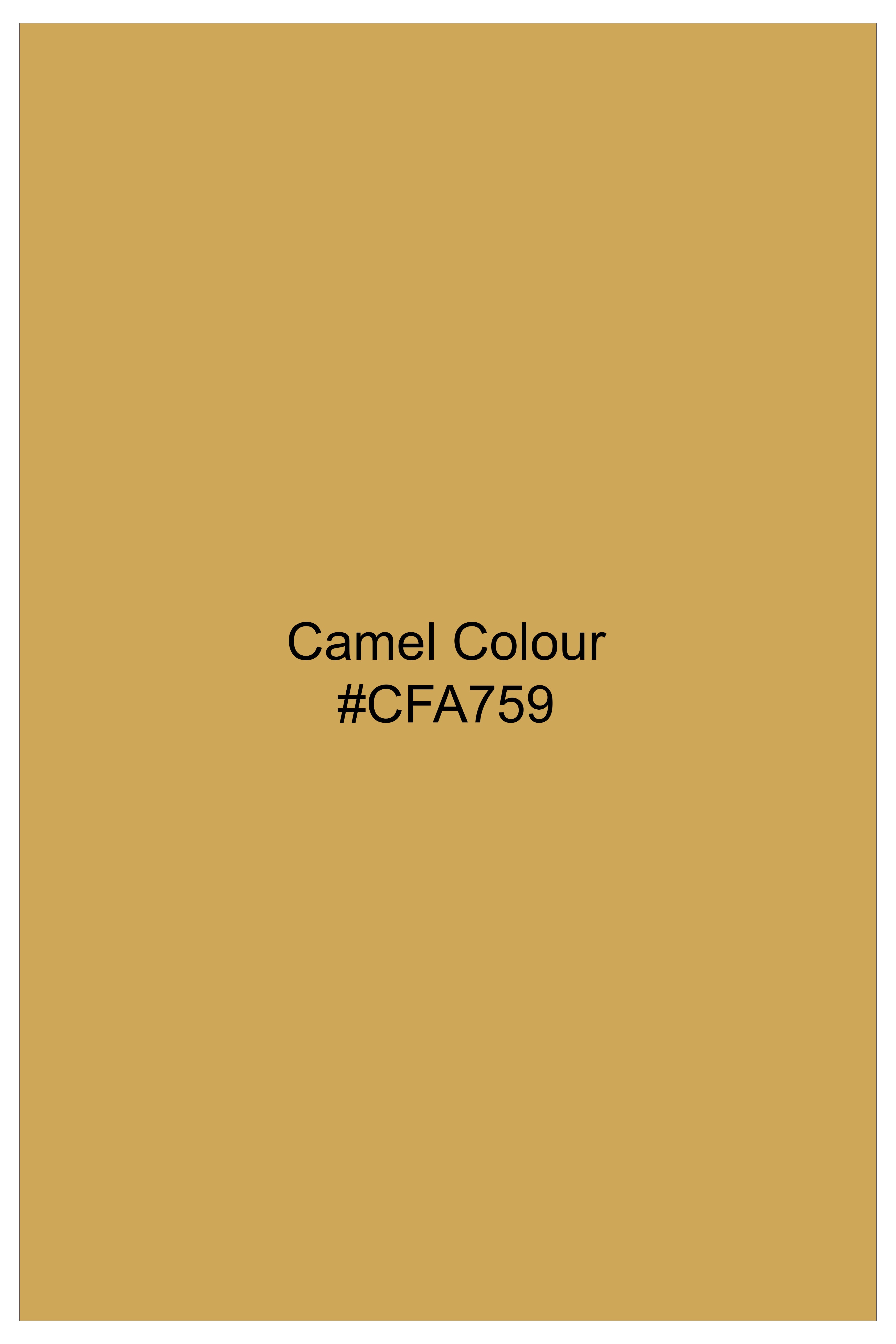 Camel Yellow Solid Cotton Double Breasted Suit