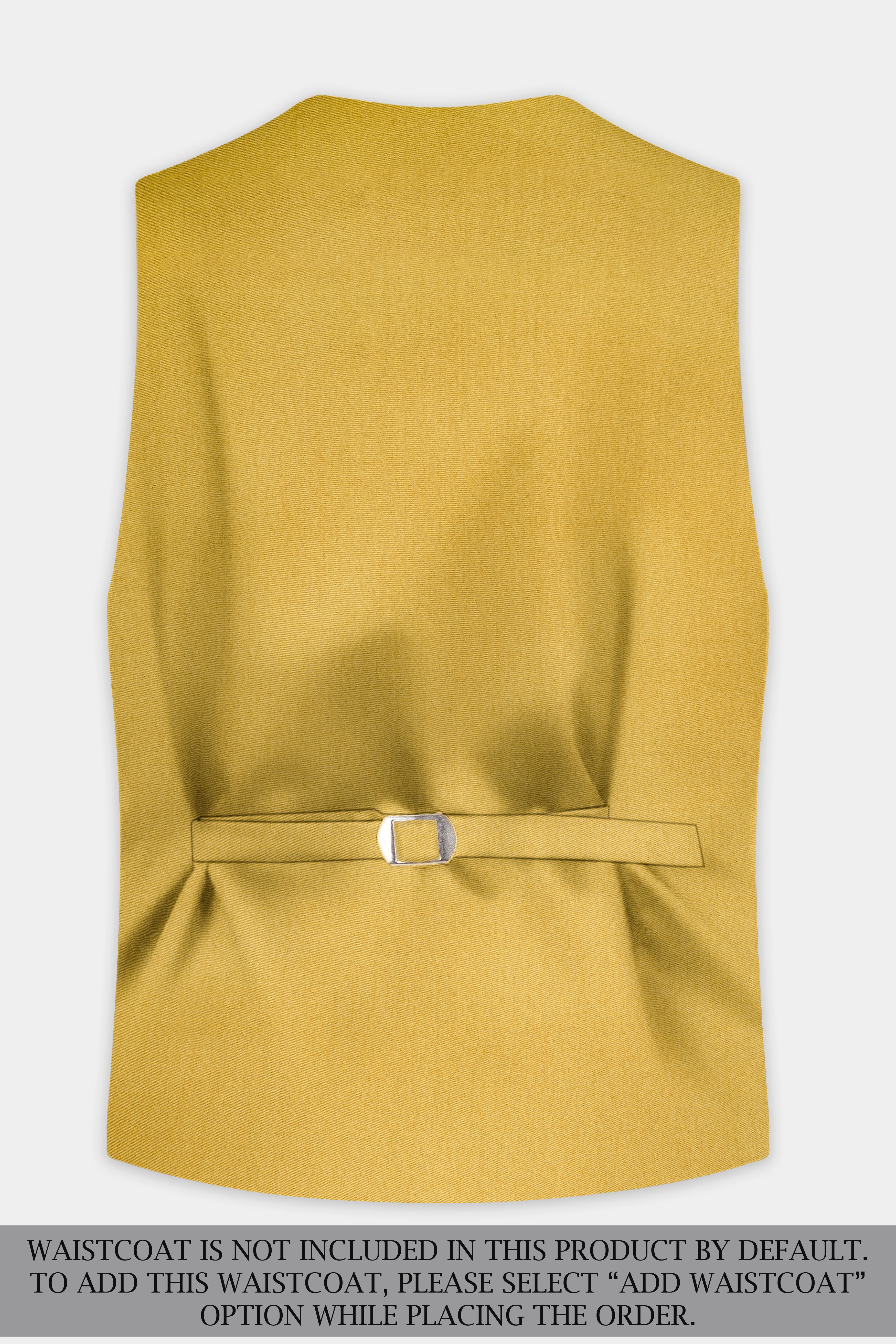 Camel Yellow Solid Cotton Peak Collar Tuxedo Suit