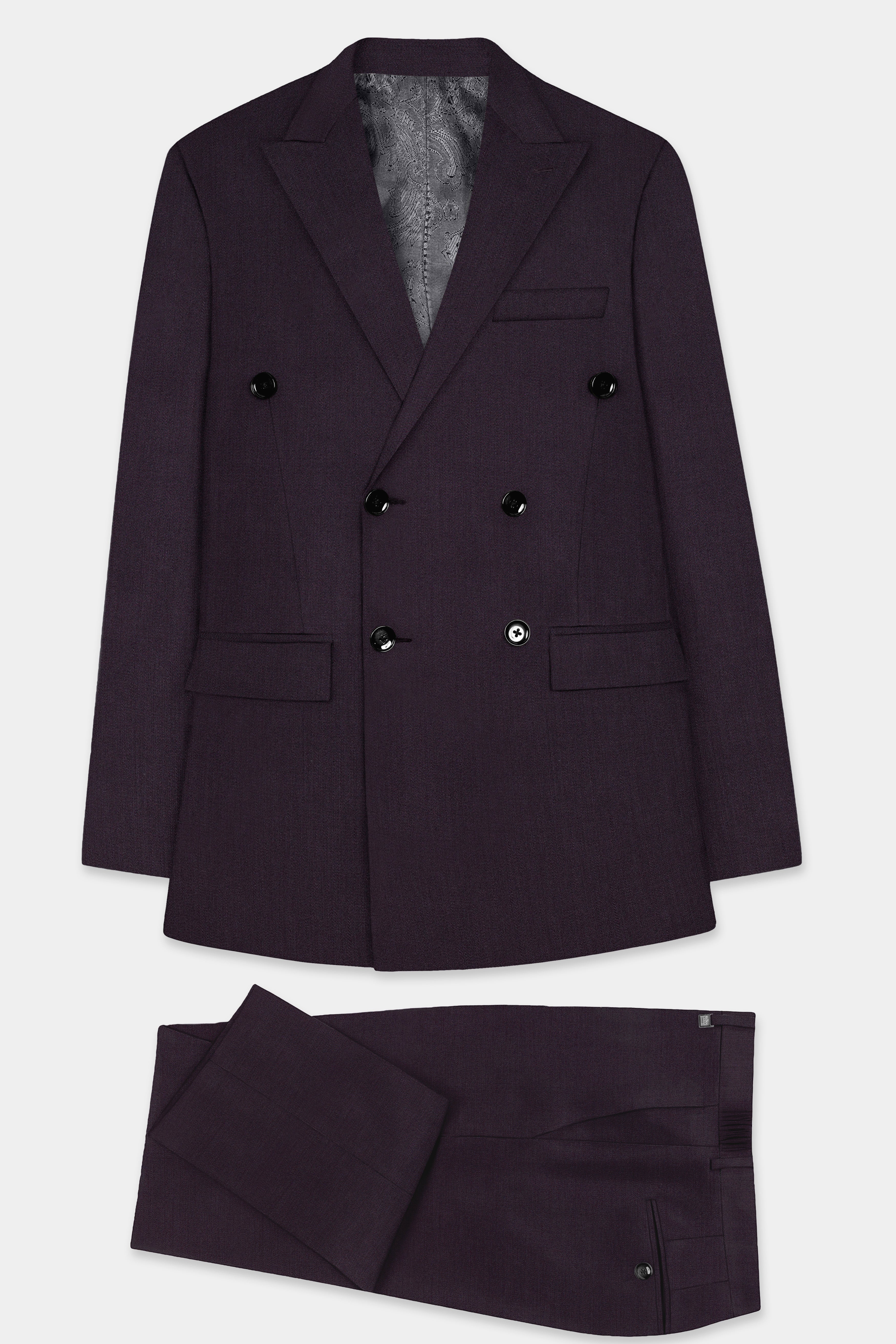 Gondola Purple Wool Blend Double Breasted Suit