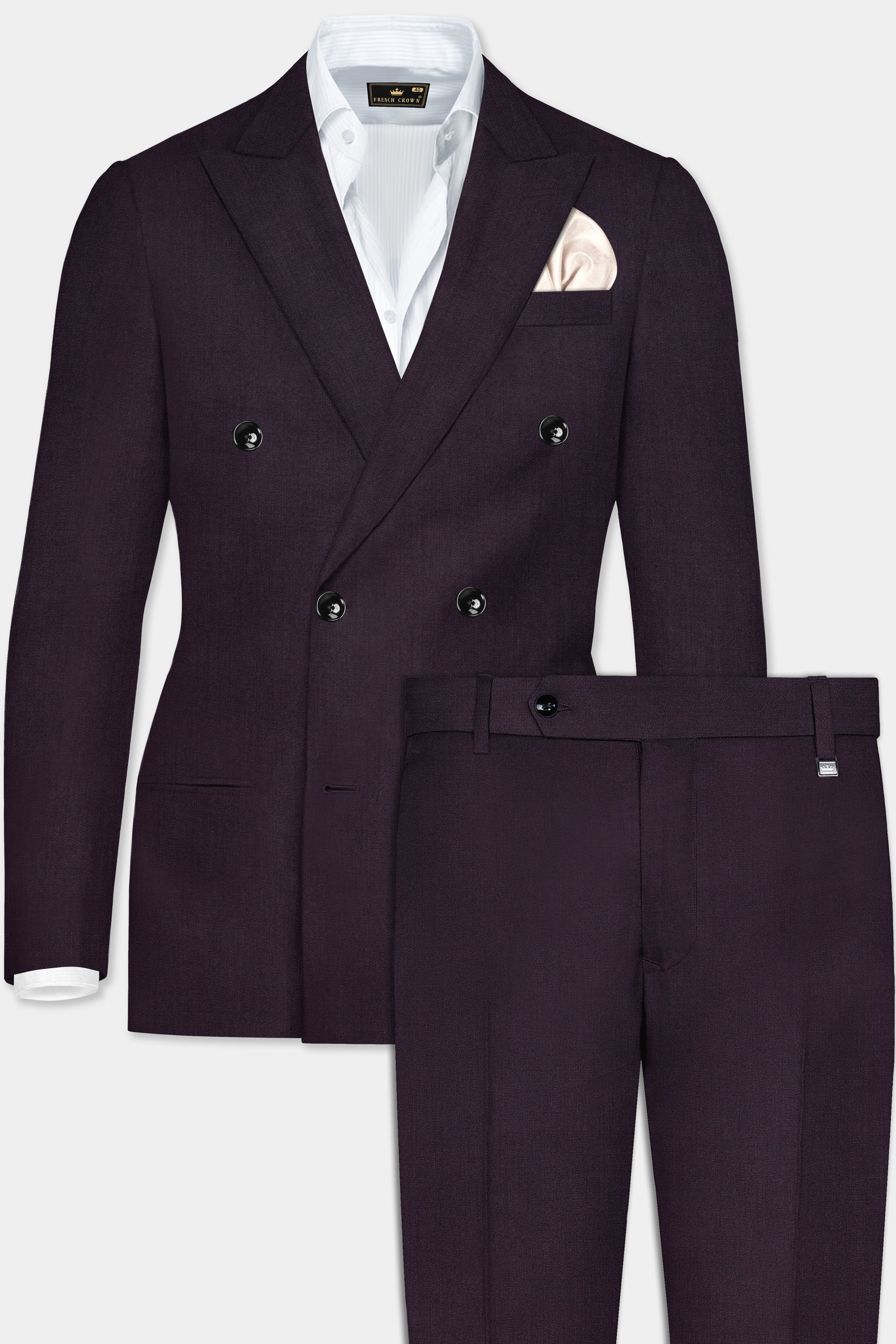 Gondola Purple Wool Blend Double Breasted Suit