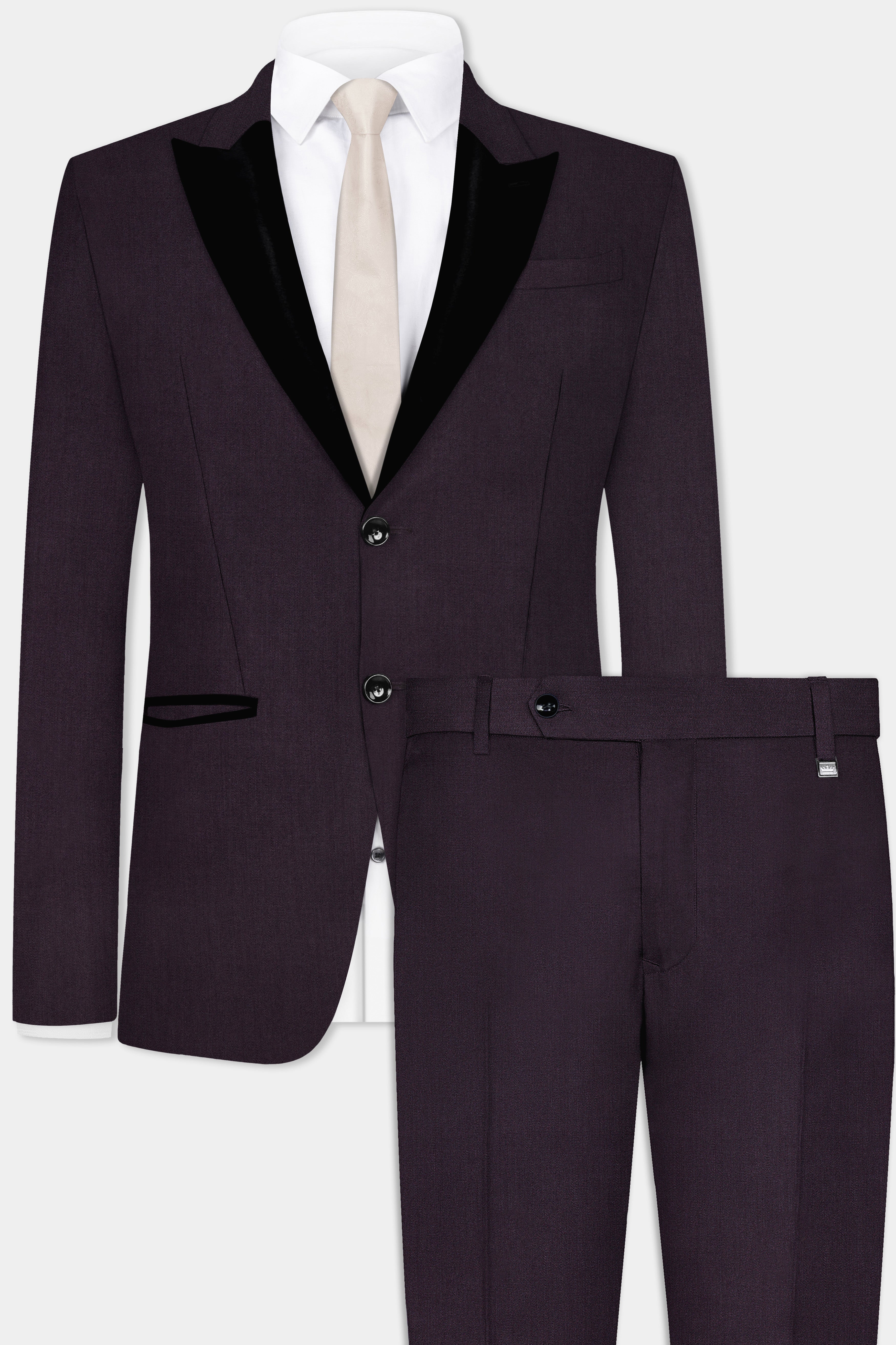 Gondola Purple Wool Blend Peak Collar Tuxedo Suit