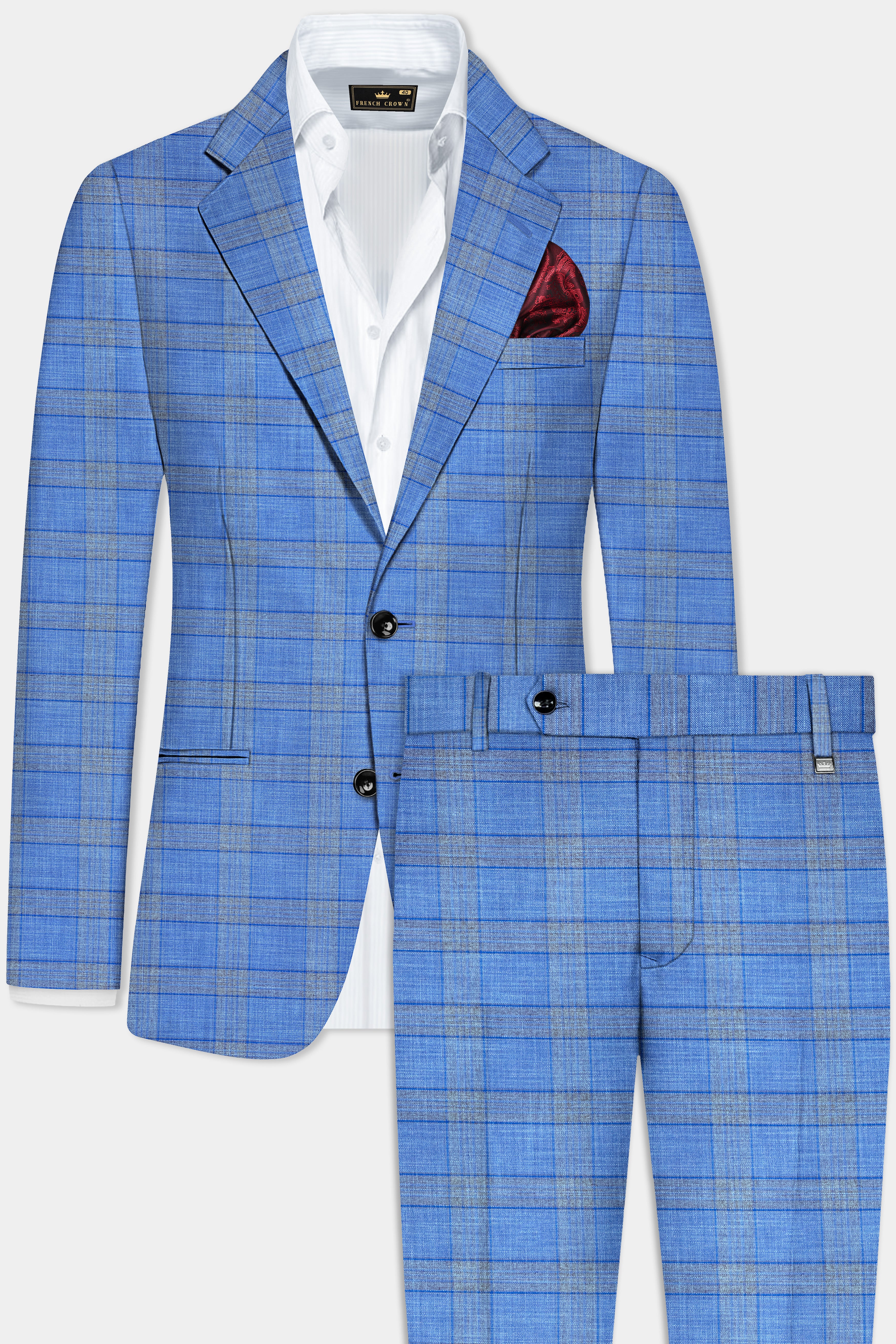 Danube Blue Wool Blend Single Breasted Suit