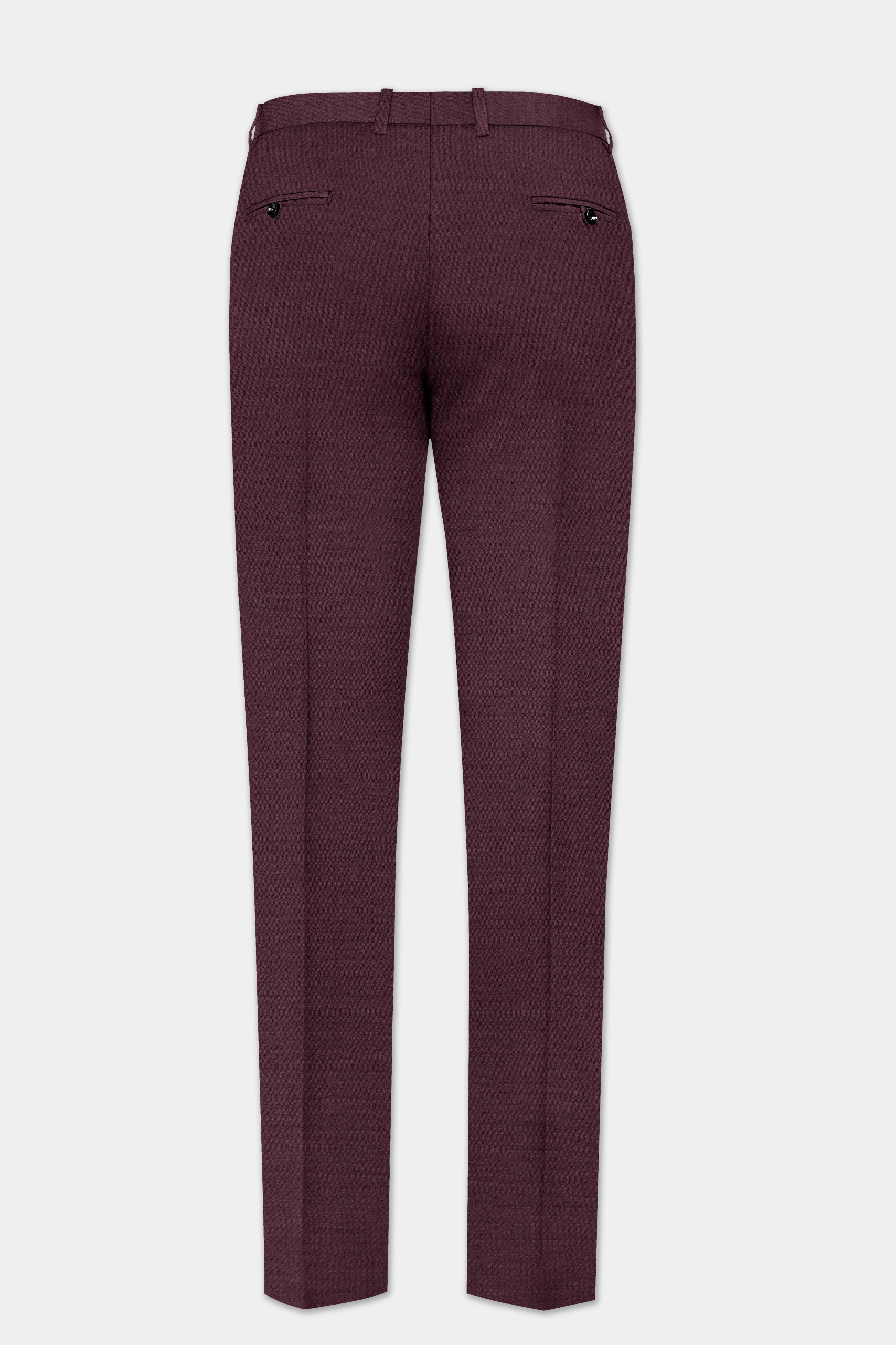 Crater Maroon Solid Wool Blend Double Breasted Suit