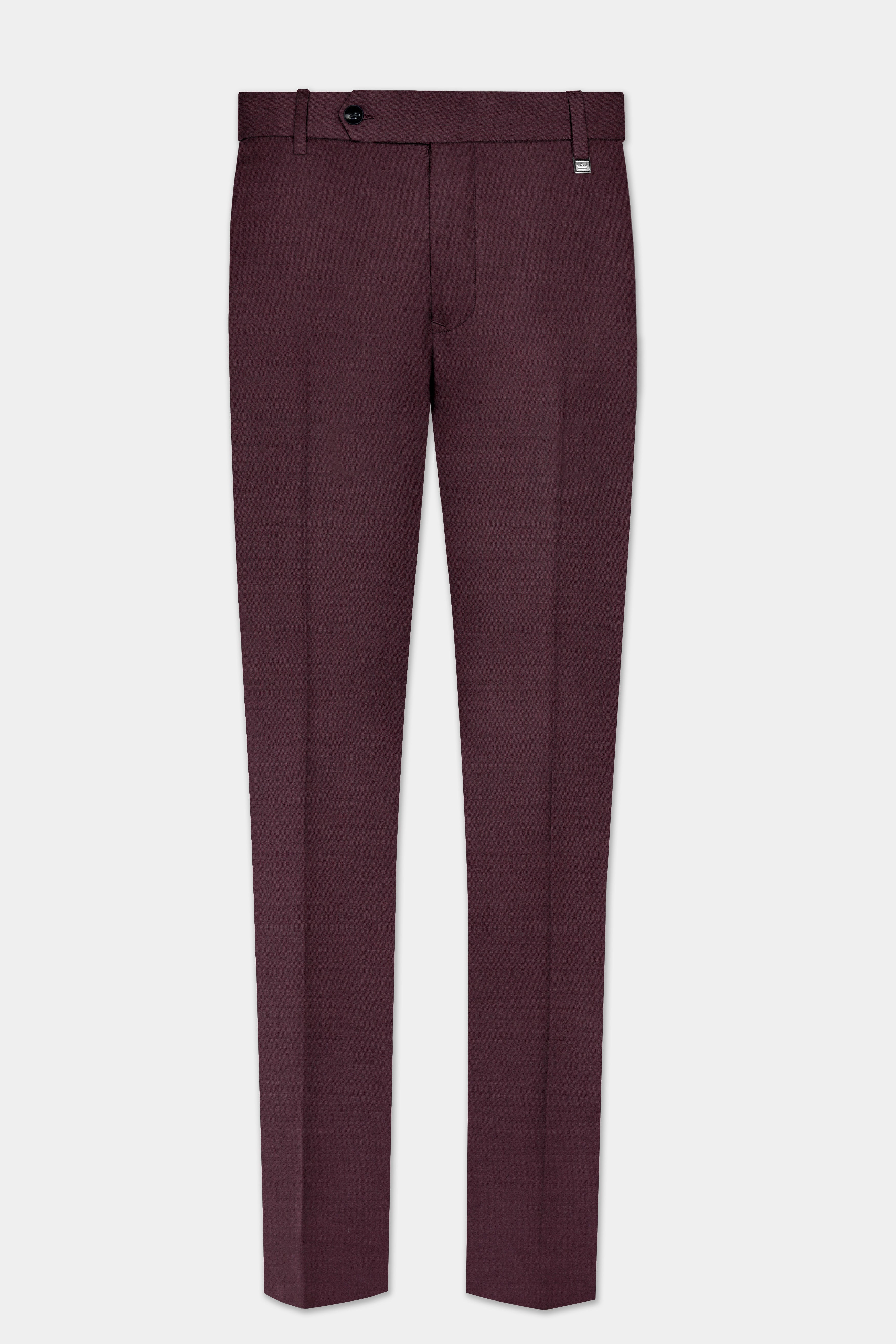 Crater Maroon Solid Wool Blend Peak Collar Tuxedo Suit