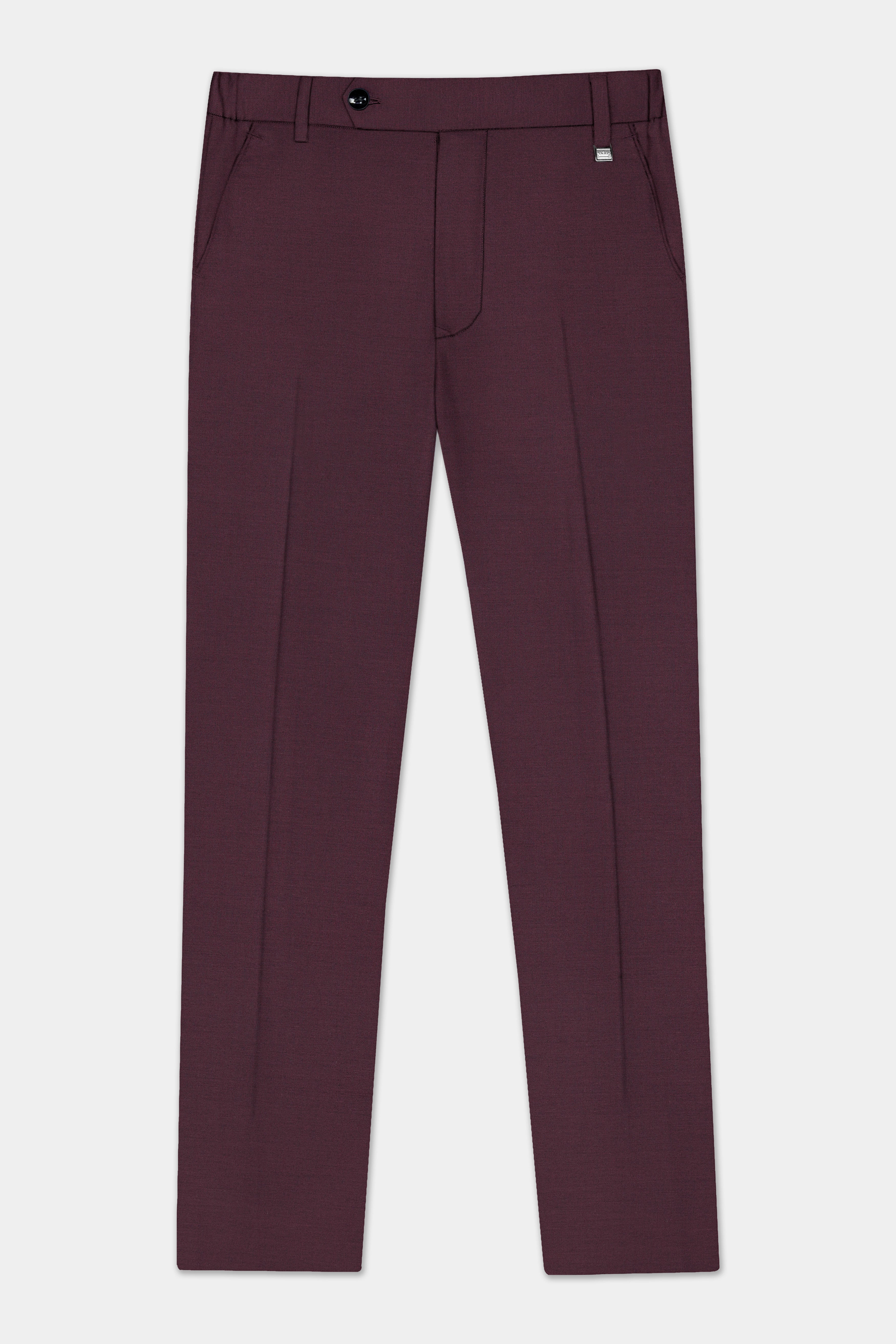 Crater Maroon Solid Wool Blend Peak Collar Tuxedo Suit