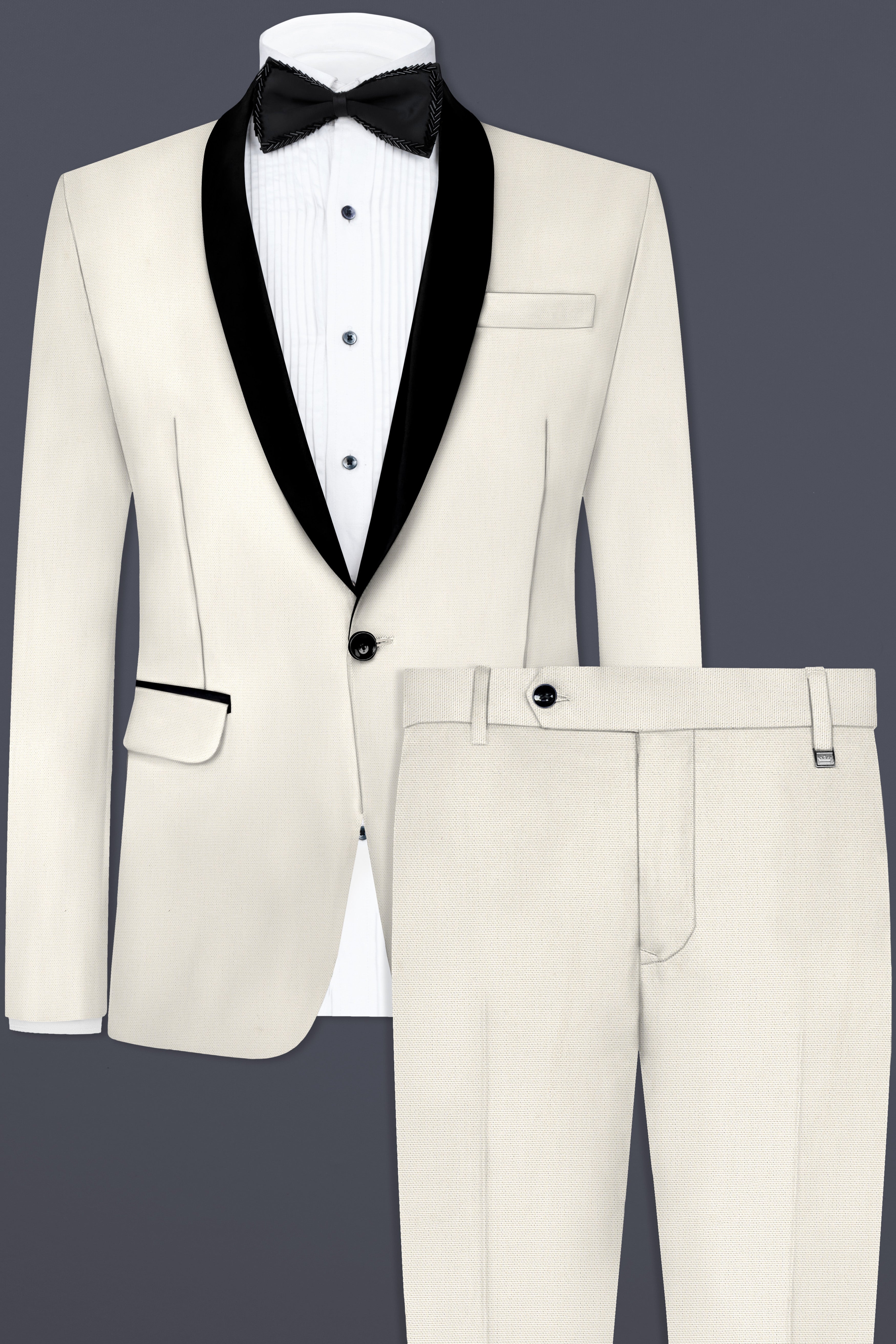 Merino Cream Cotton Tuxedo Suit