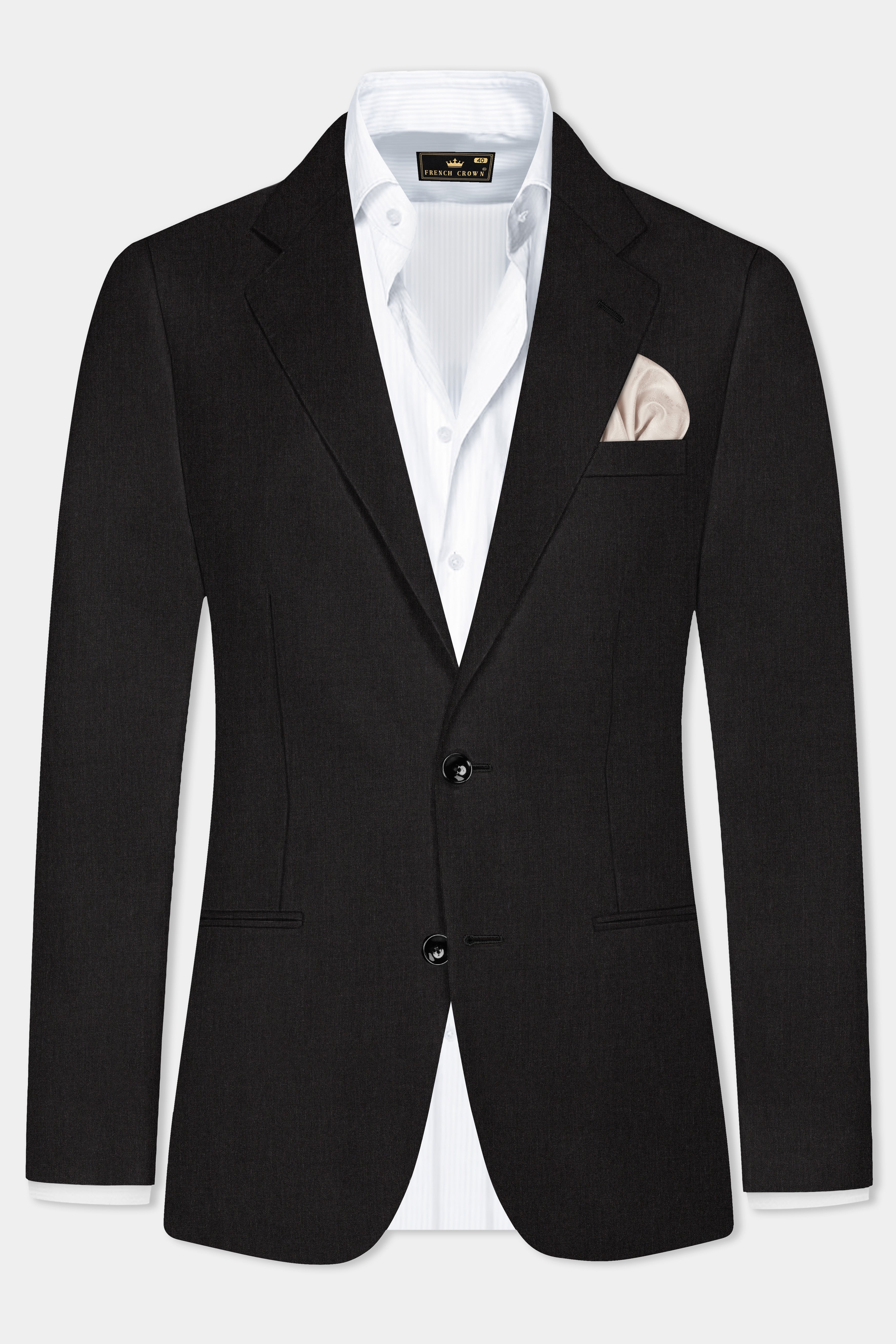 Shark Gray Stretchable Wool Blend Single Breasted Suit