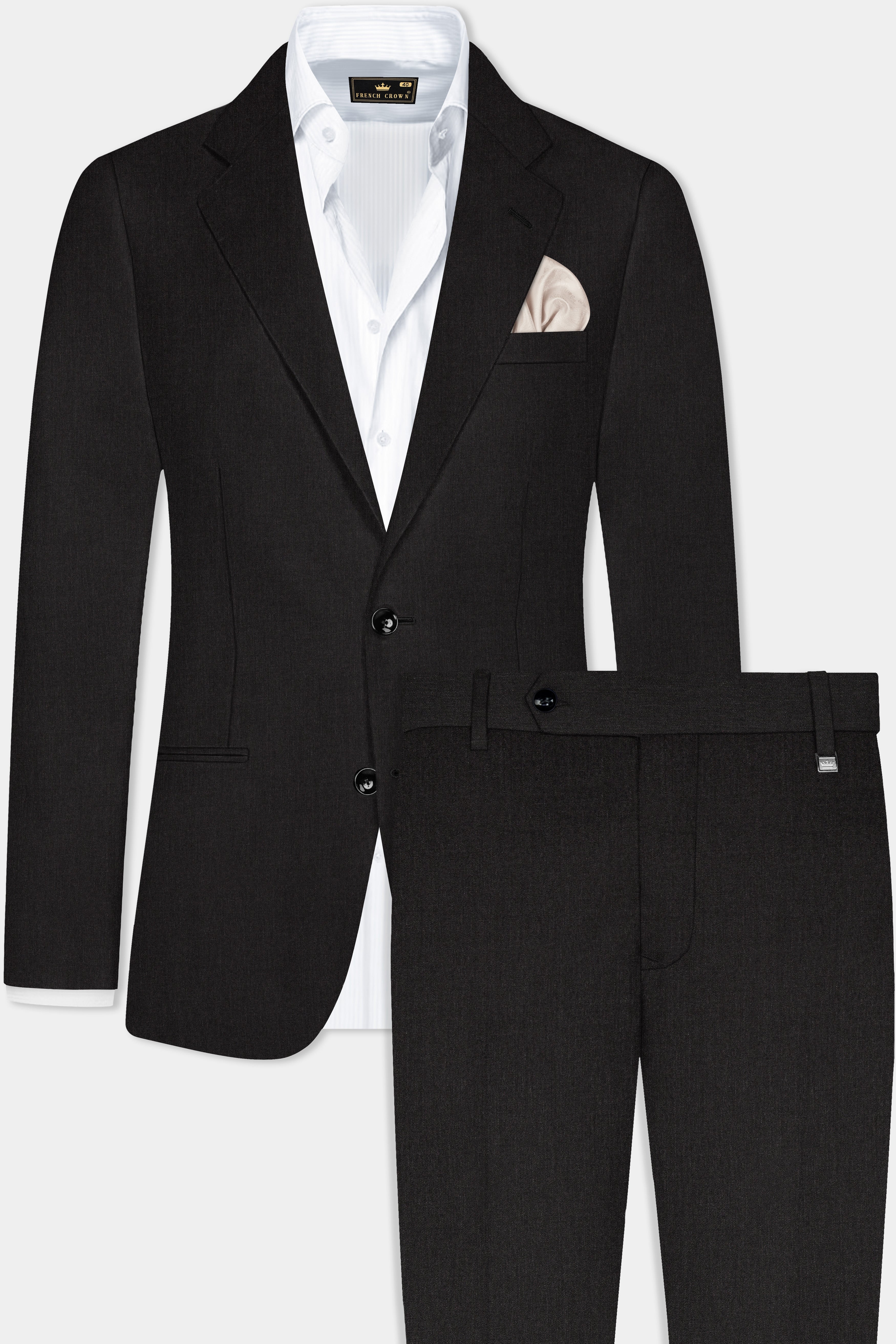 Shark Gray Stretchable Wool Blend Single Breasted Suit