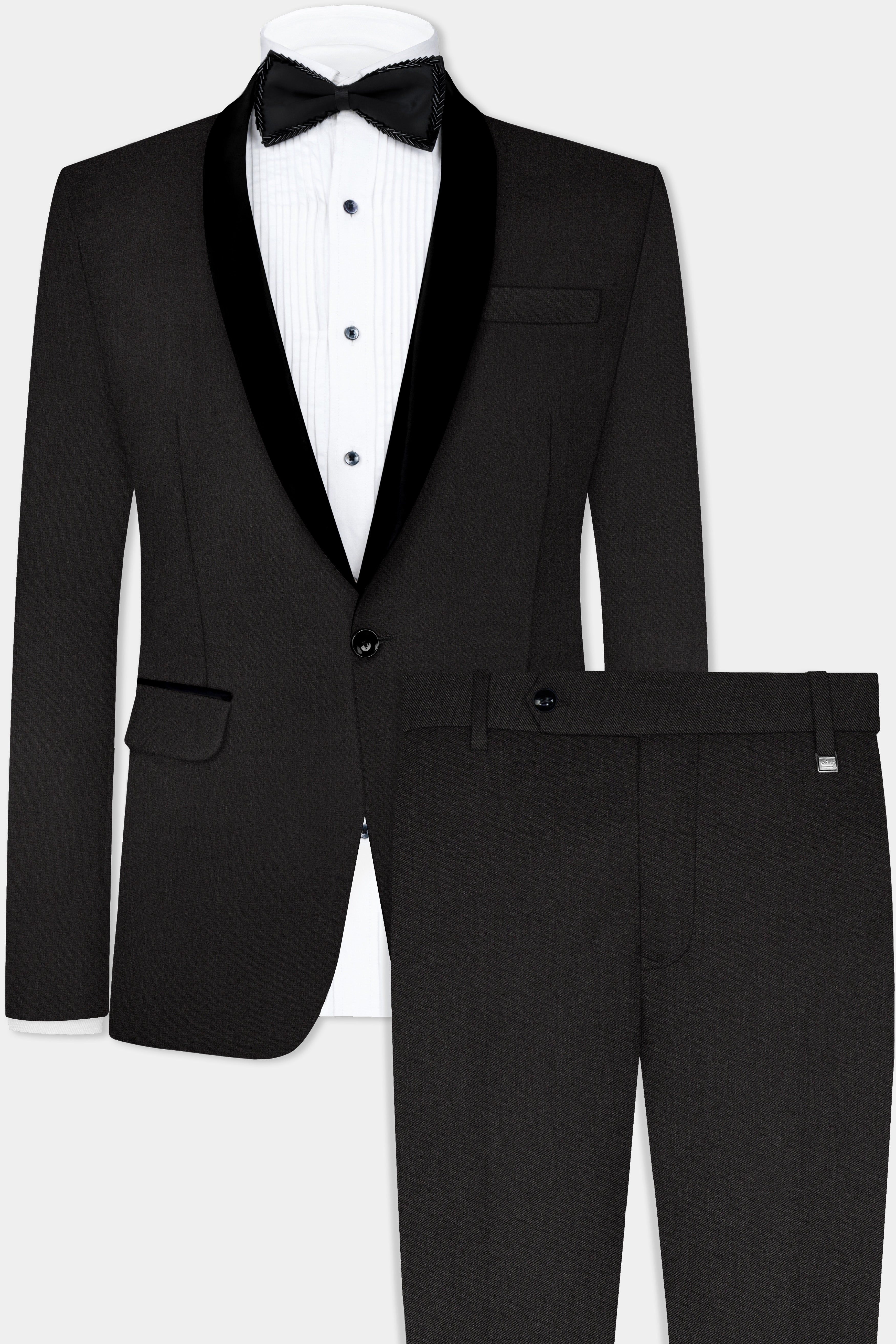 Shark Gray Stretchable Wool Blend Tuxedo Suit