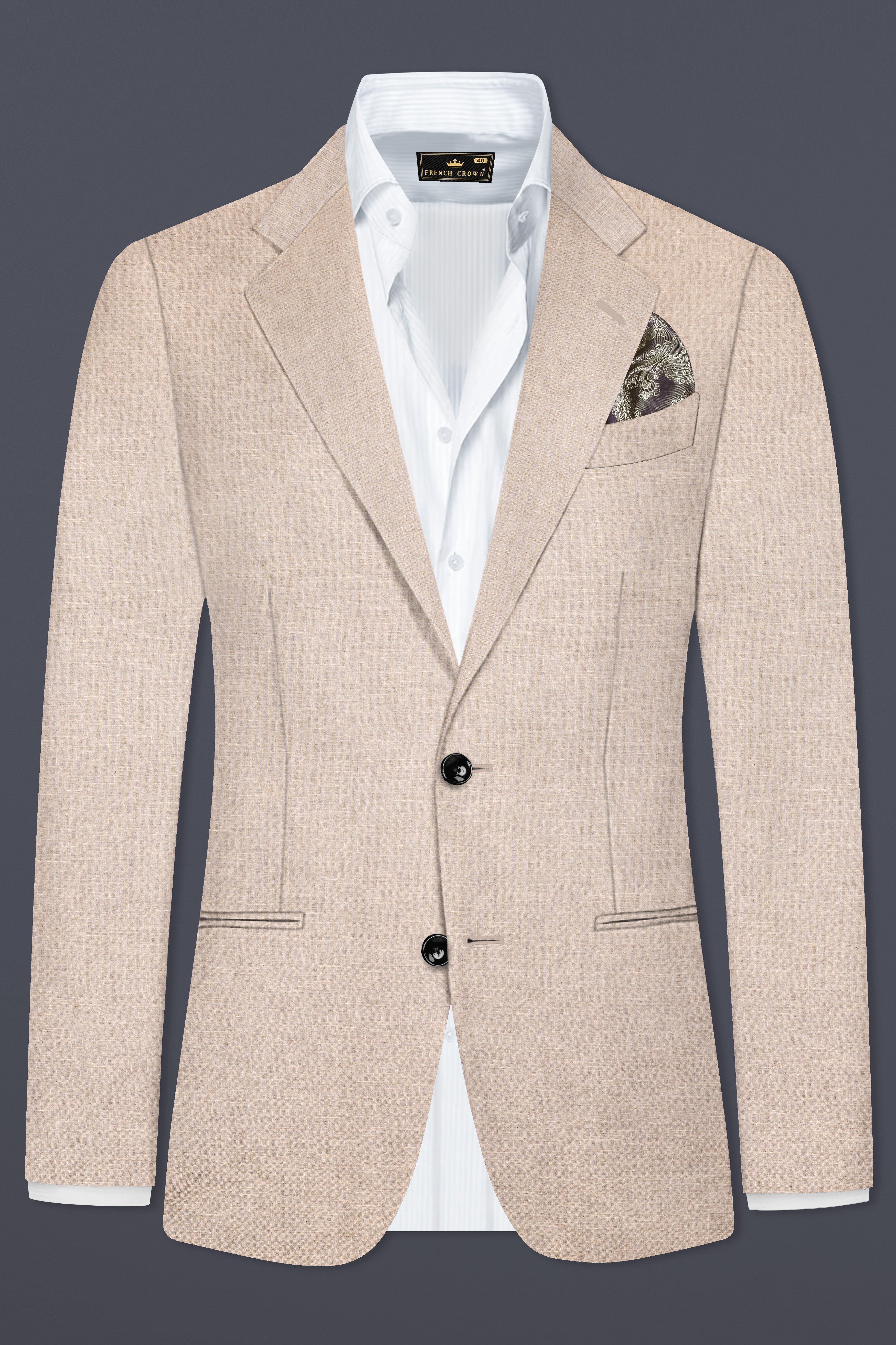 Sisal Cream Luxurious Linen Single Breasted Suit