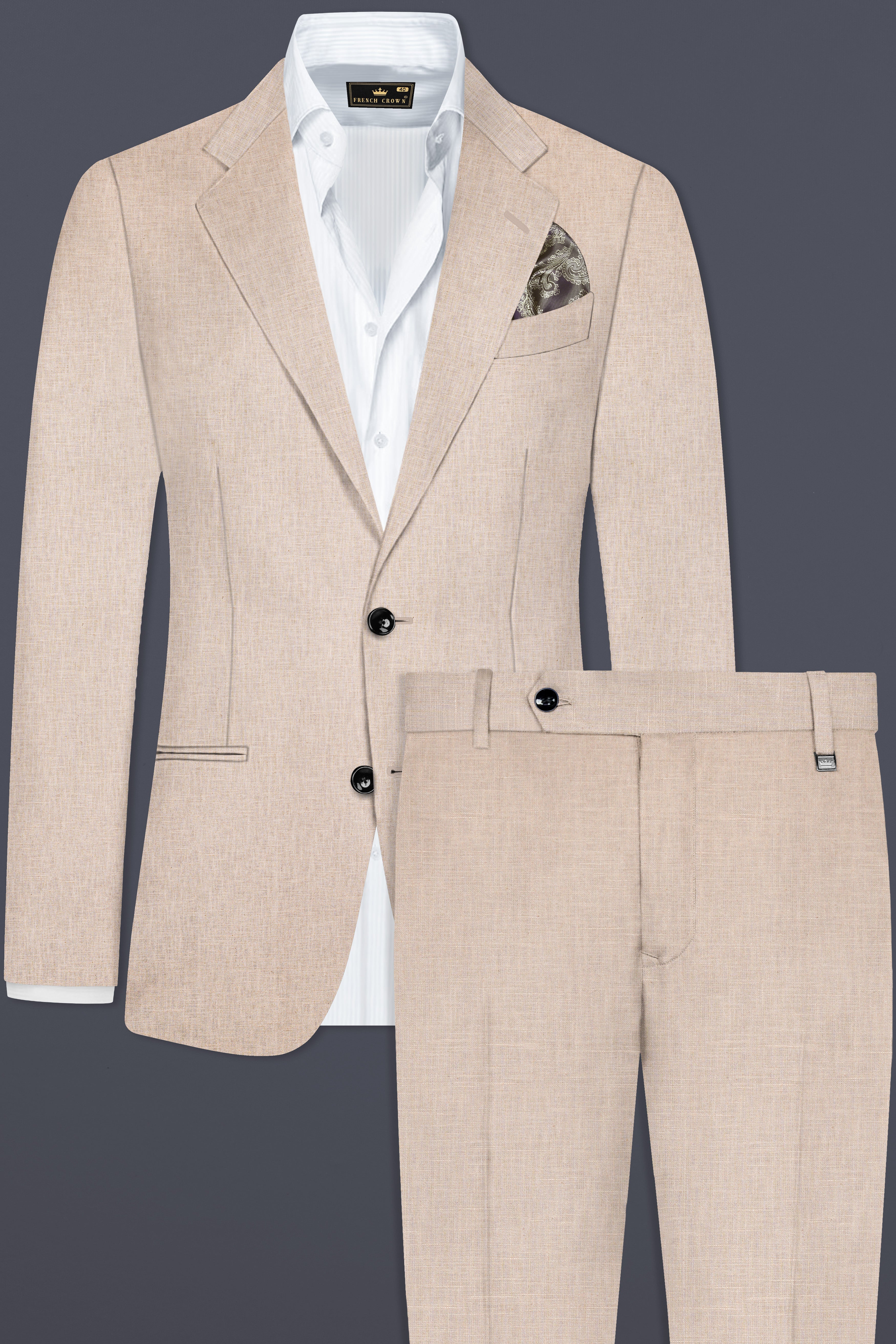 Sisal Cream Luxurious Linen Single Breasted Suit