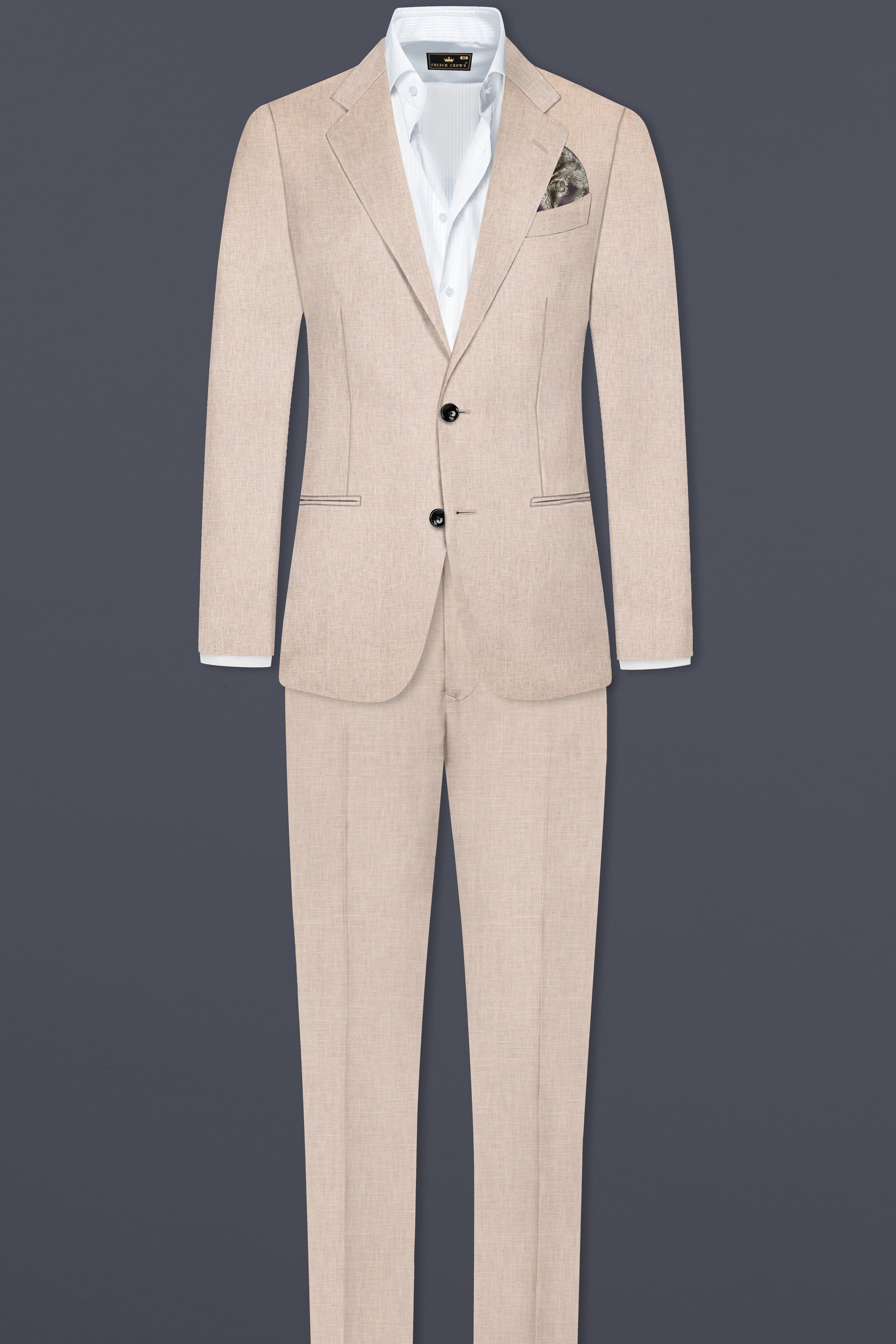 Sisal Cream Luxurious Linen Single Breasted Suit