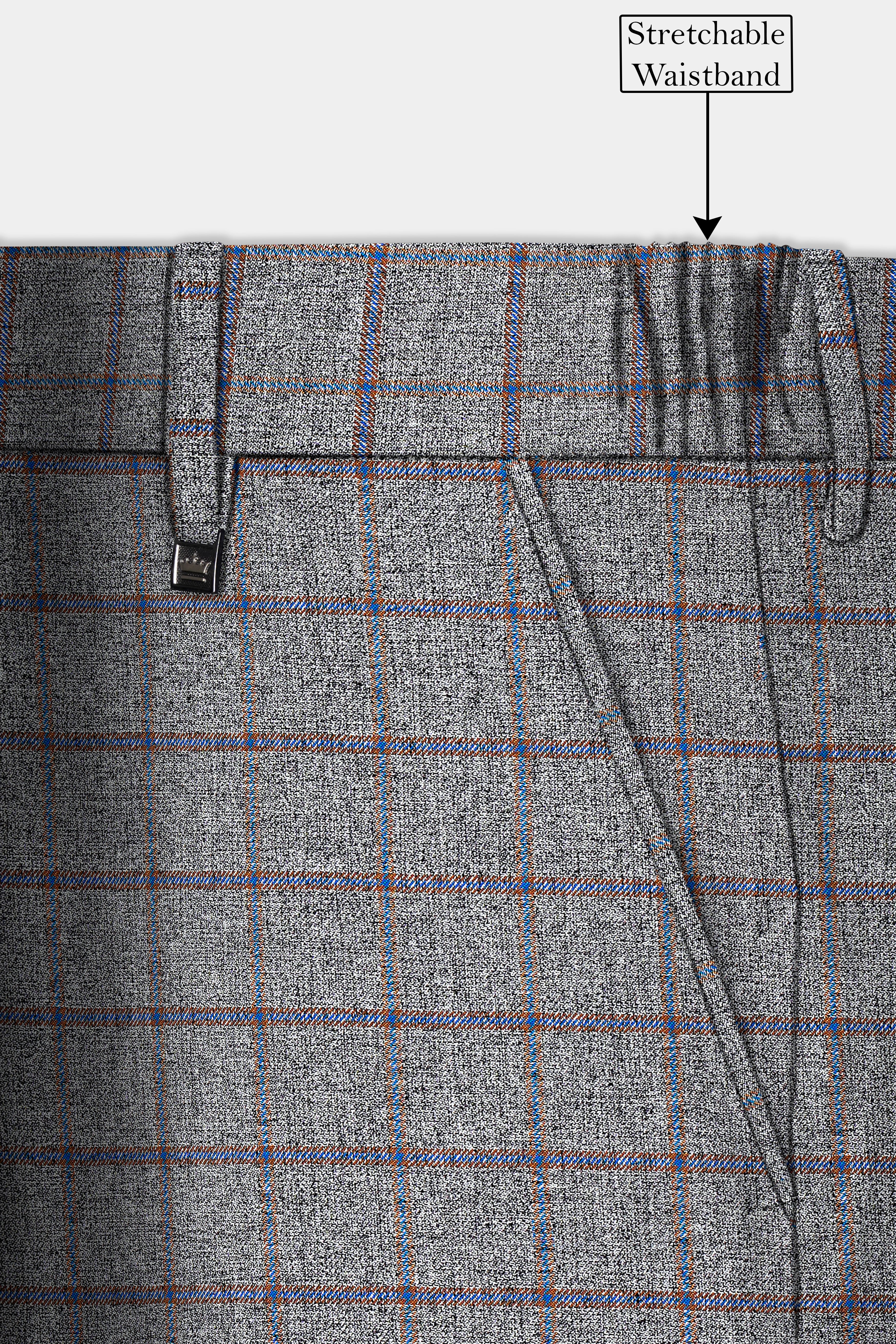 Smokey Gray Windowpane Wool Blend Single Breasted Suit