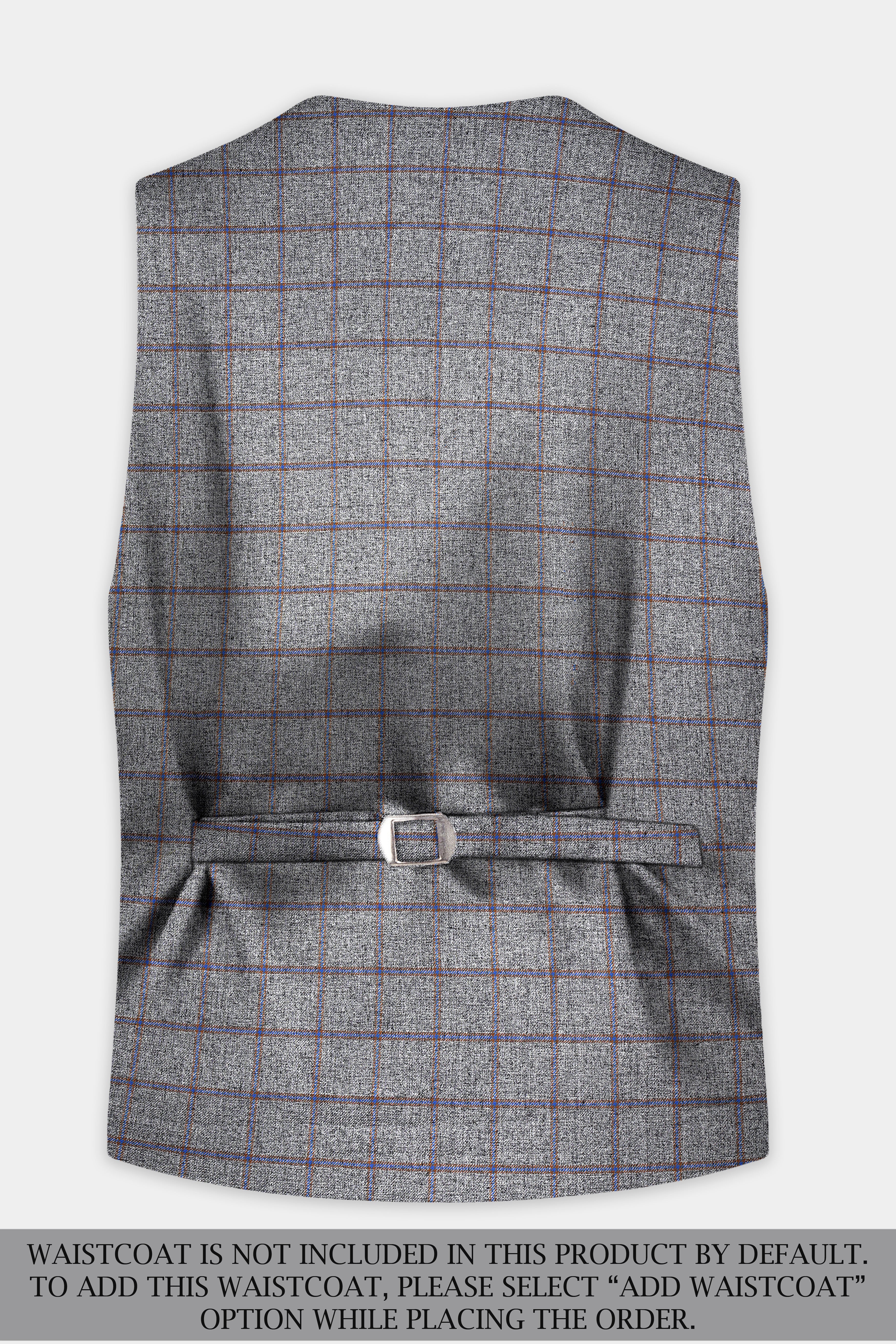 Smokey Gray Windowpane Wool Blend Single Breasted Suit