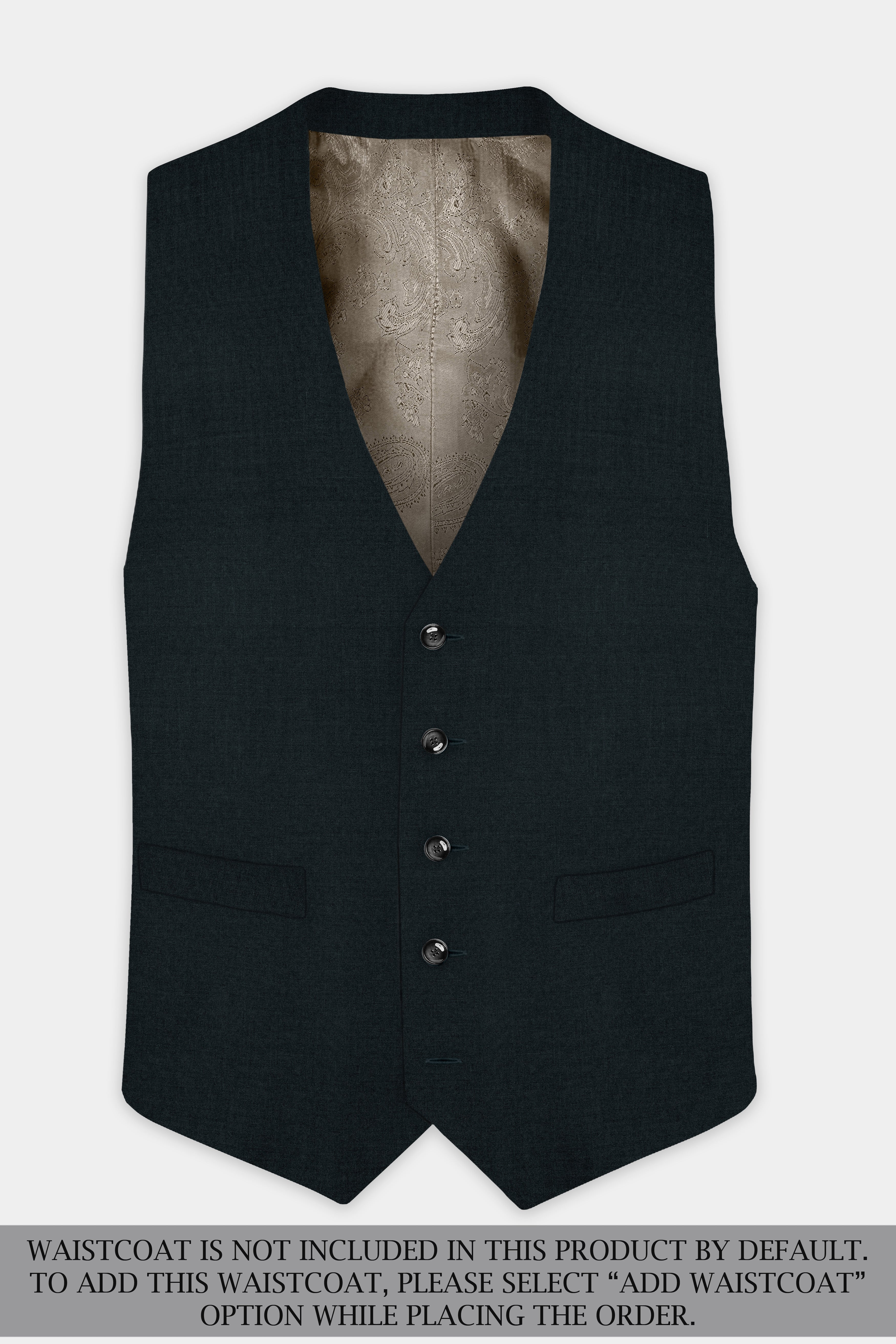 Racing Green Solid Wool Blend Peak Collar Tuxedo Suit