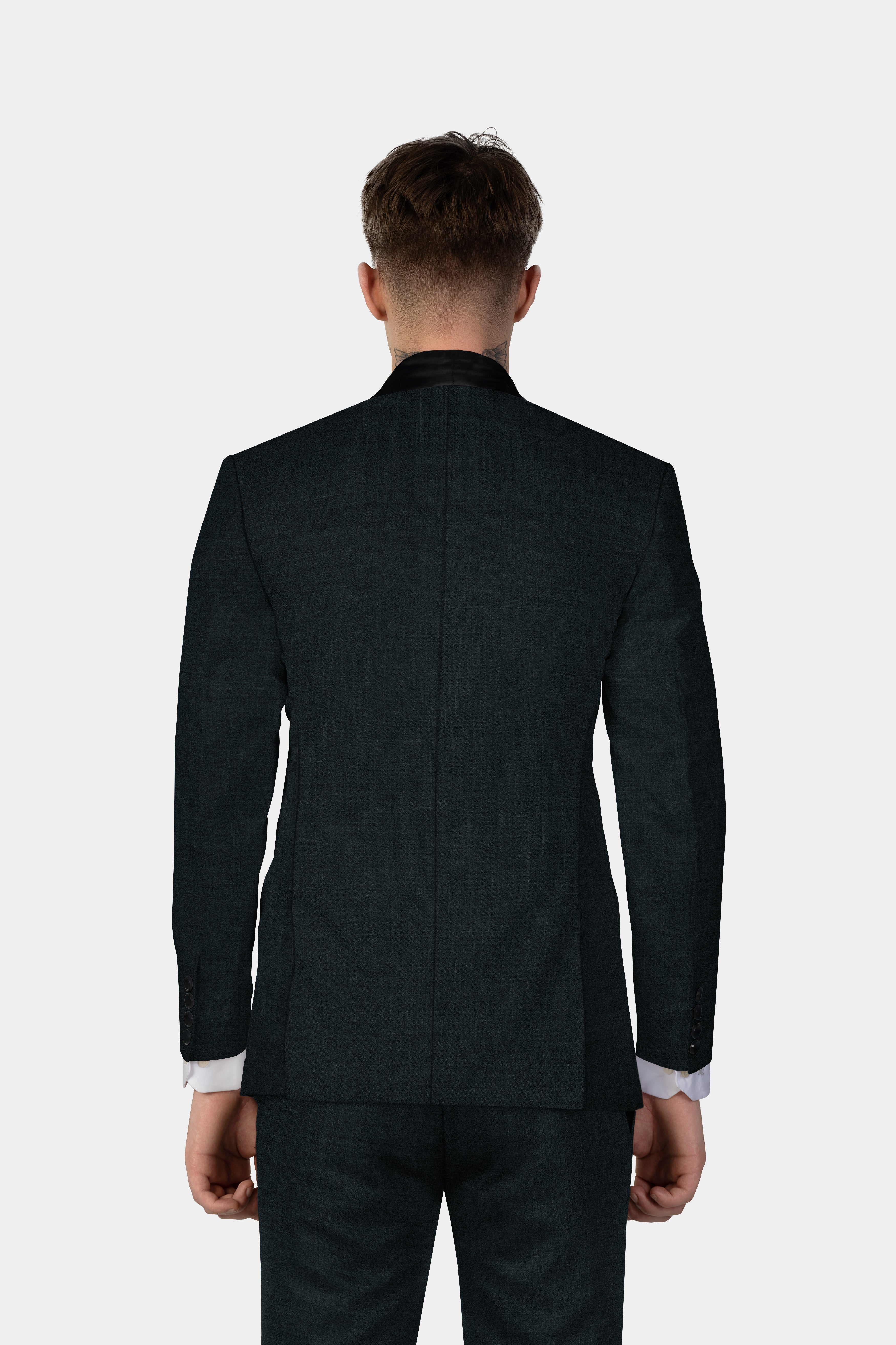 Racing Green Solid Wool Blend Tuxedo Suit