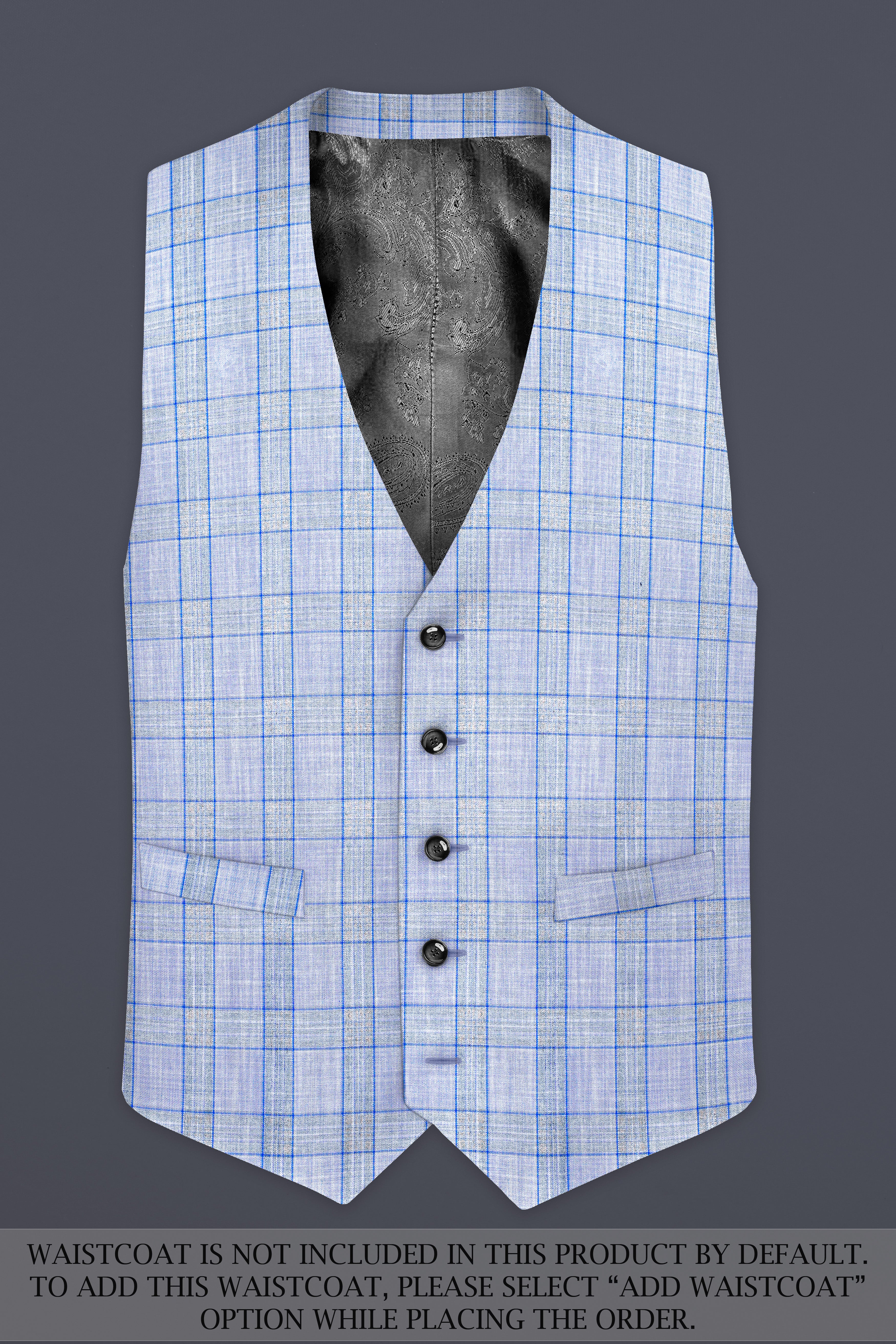 Carolina Blue Plaid Wool Blend Single Breasted Suit